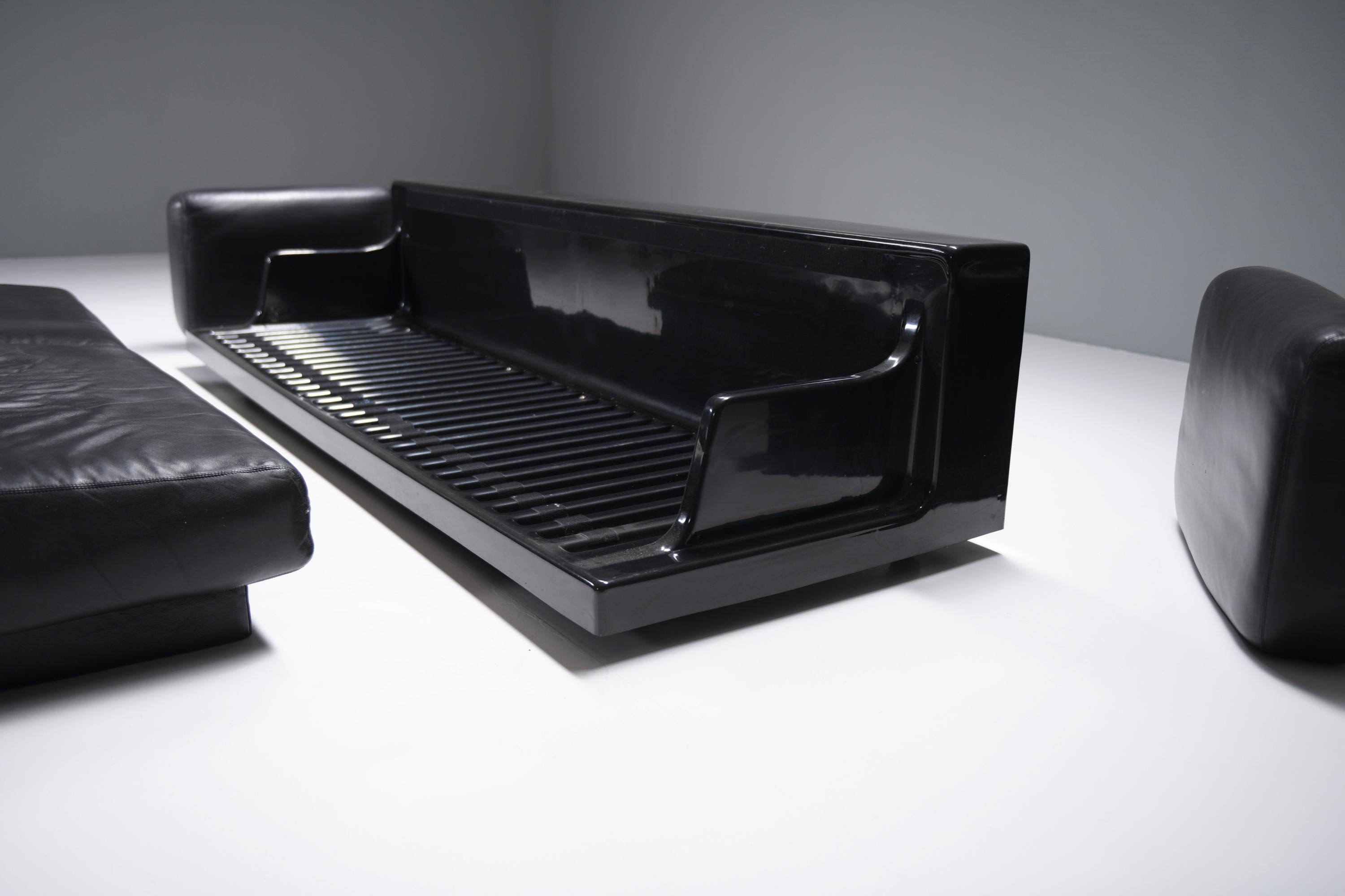 Rare Vintage Gradual lounge sofa in black leather by Cini Boeri for Knoll 6