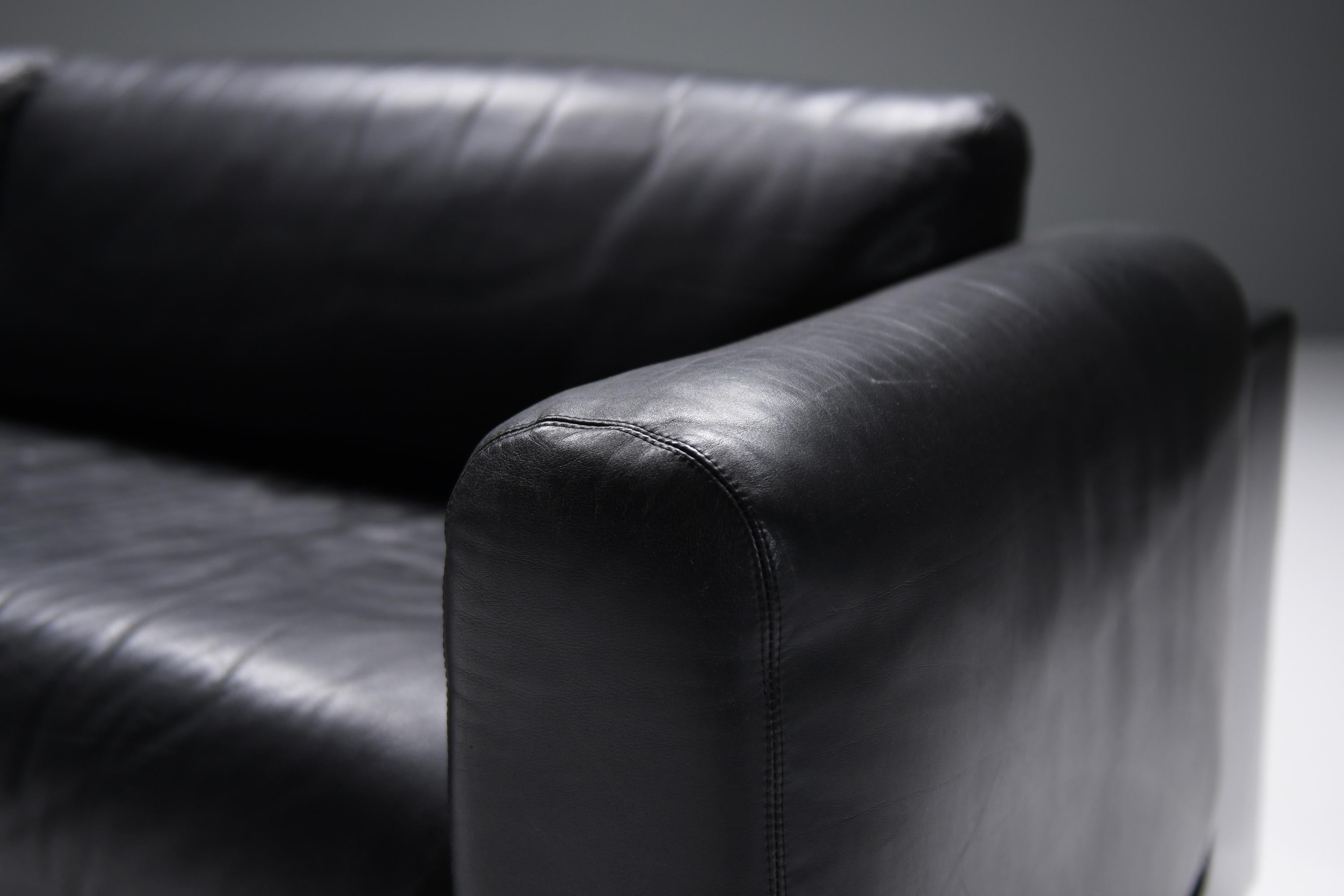 Rare Vintage Gradual lounge sofa in black leather by Cini Boeri for Knoll For Sale 2