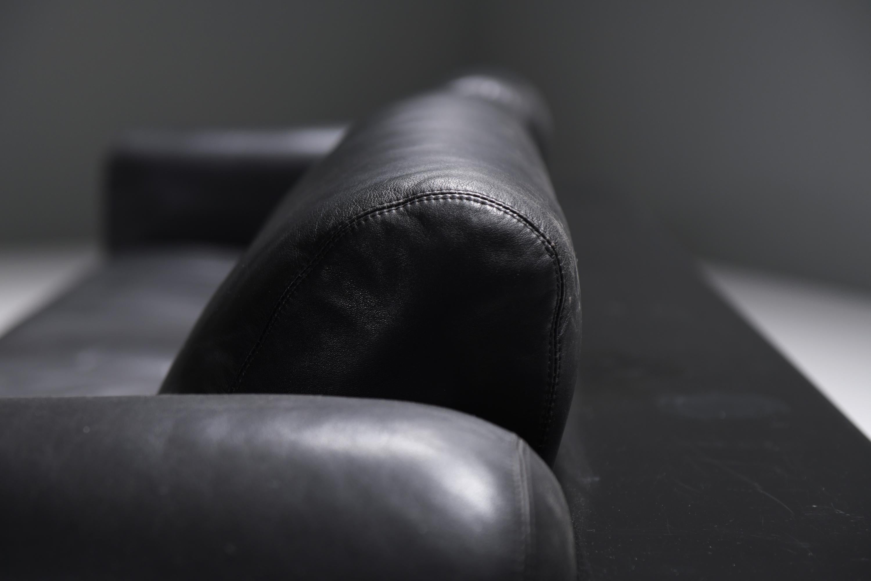 Rare Vintage Gradual lounge sofa in black leather by Cini Boeri for Knoll For Sale 1