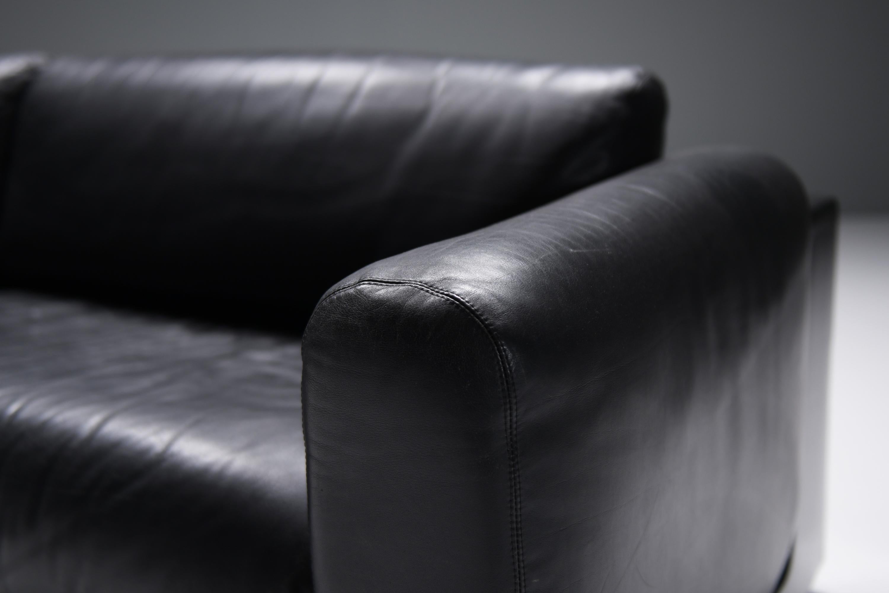 Rare canapé de salon Gradual vintage en cuir noir par Cini Boeri pour Knoll en vente 2