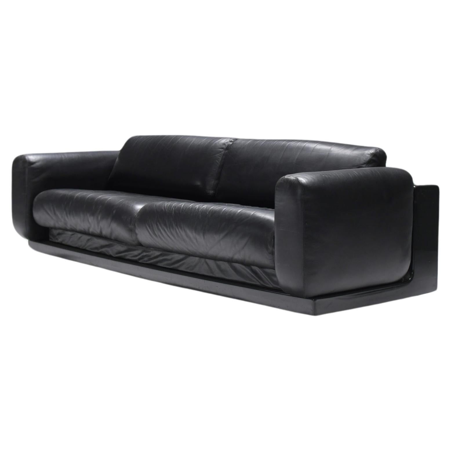 Rare Vintage Gradual lounge sofa in black leather by Cini Boeri for Knoll For Sale