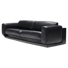 Rare Vintage Gradual lounge sofa in black leather by Cini Boeri for Knoll