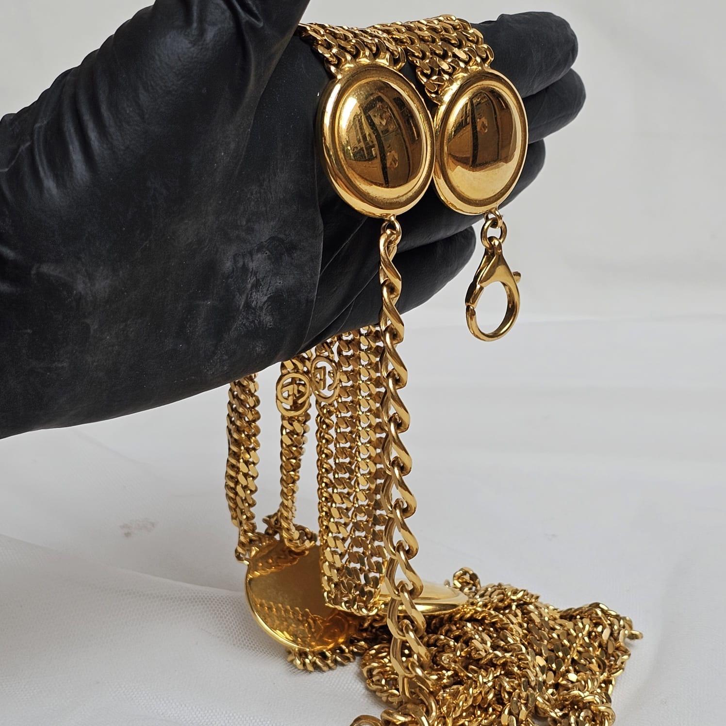 Rare Vintage Gucci Gold Chain Layered Belt 7
