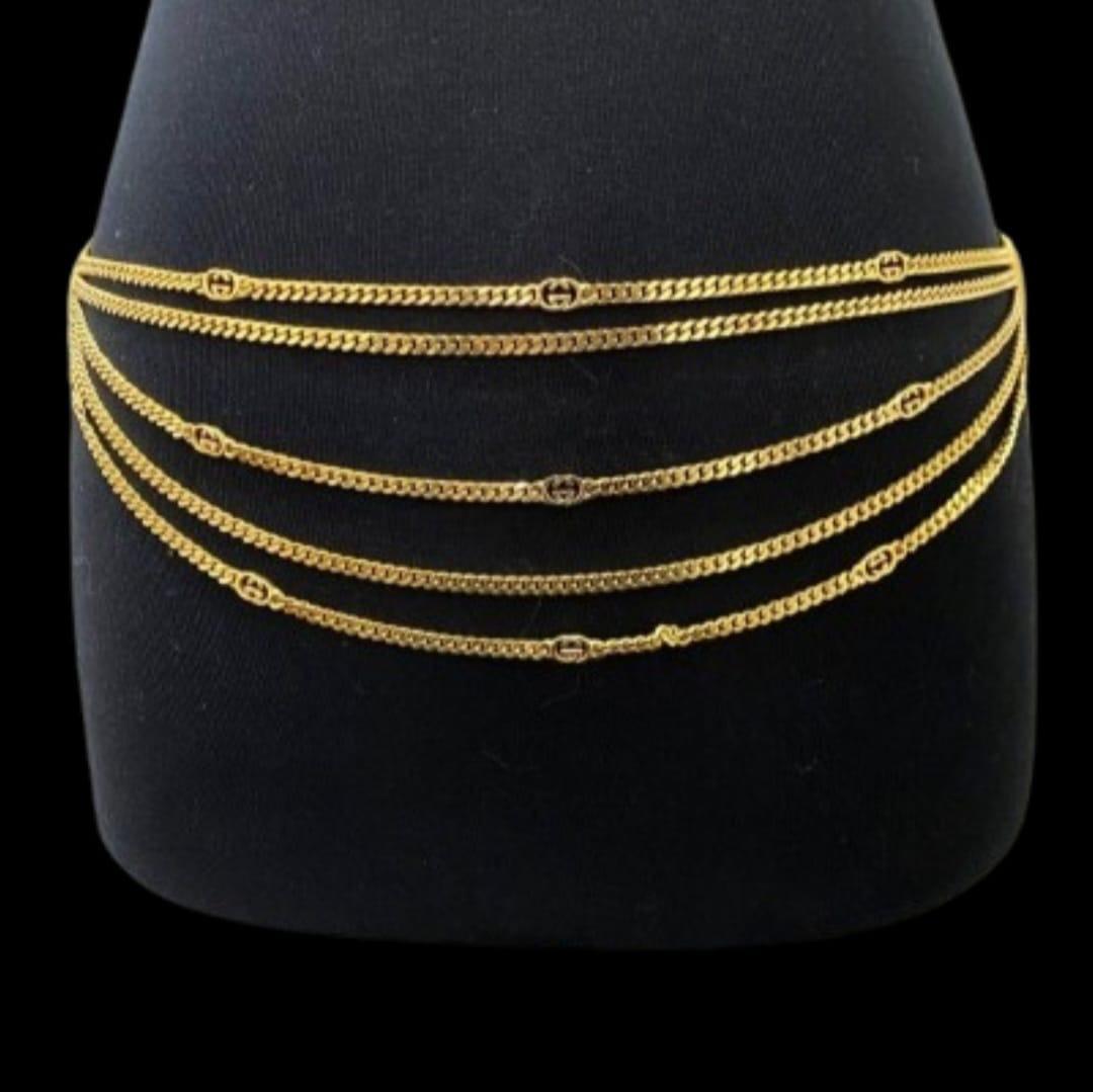Rare Vintage Gucci Gold Chain Layered Belt 8