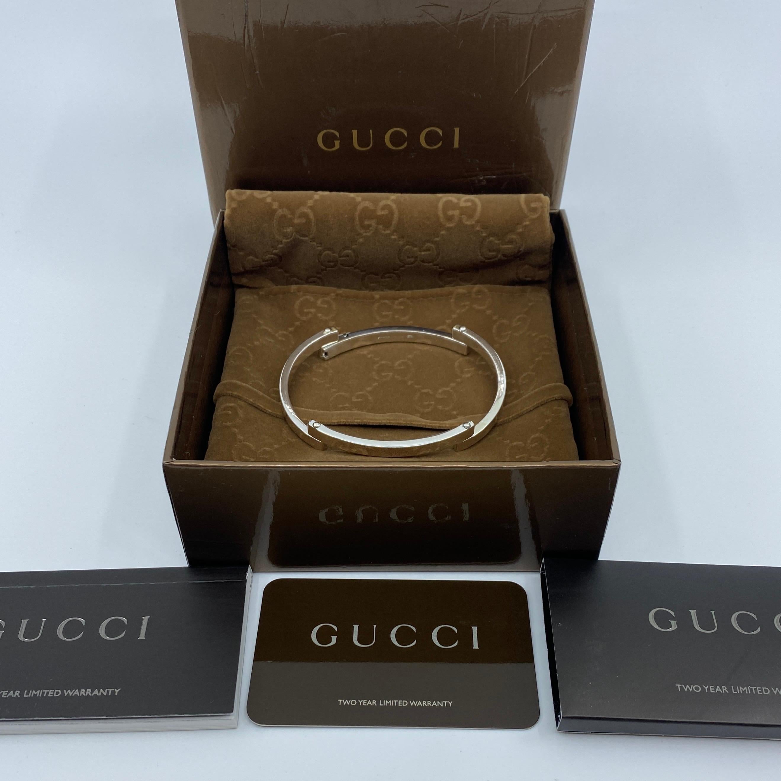 Rare Vintage Gucci Sterling Silver Bracelet Bangle with Box and Papers 3
