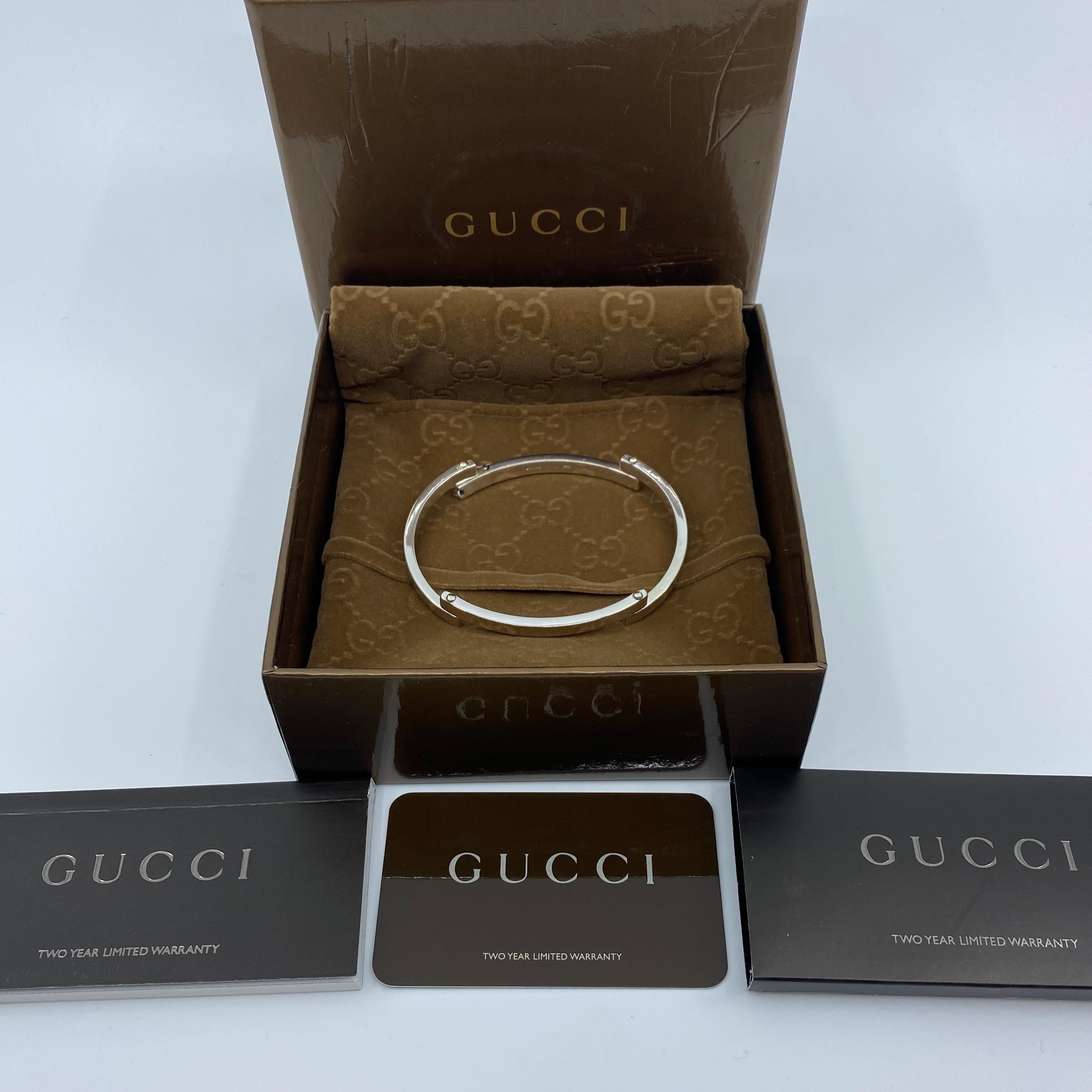 Rare Vintage Gucci Sterling Silver Bracelet Bangle with Box and Papers 4