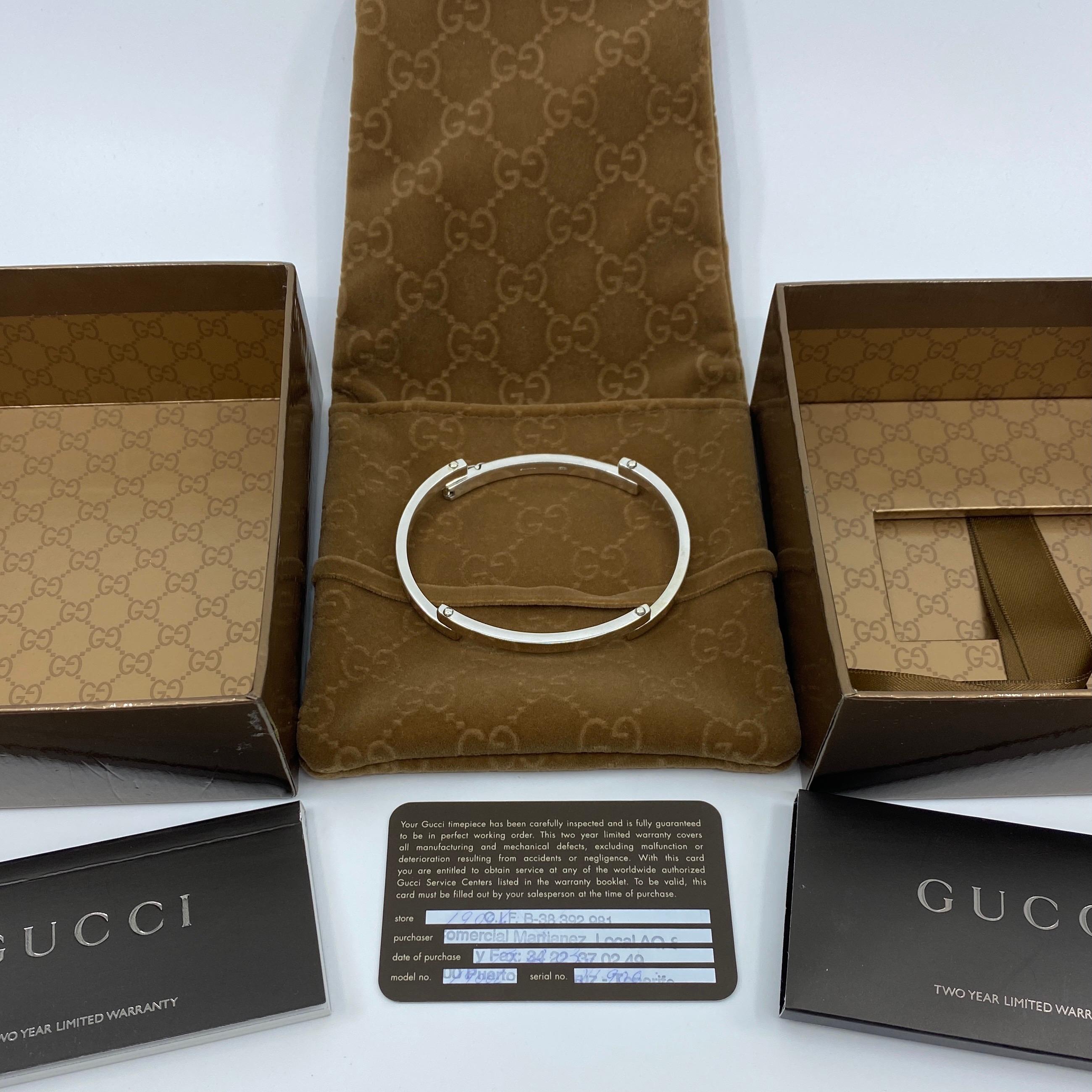 Rare Vintage Gucci Sterling Silver Bracelet Bangle with Box and Papers 1