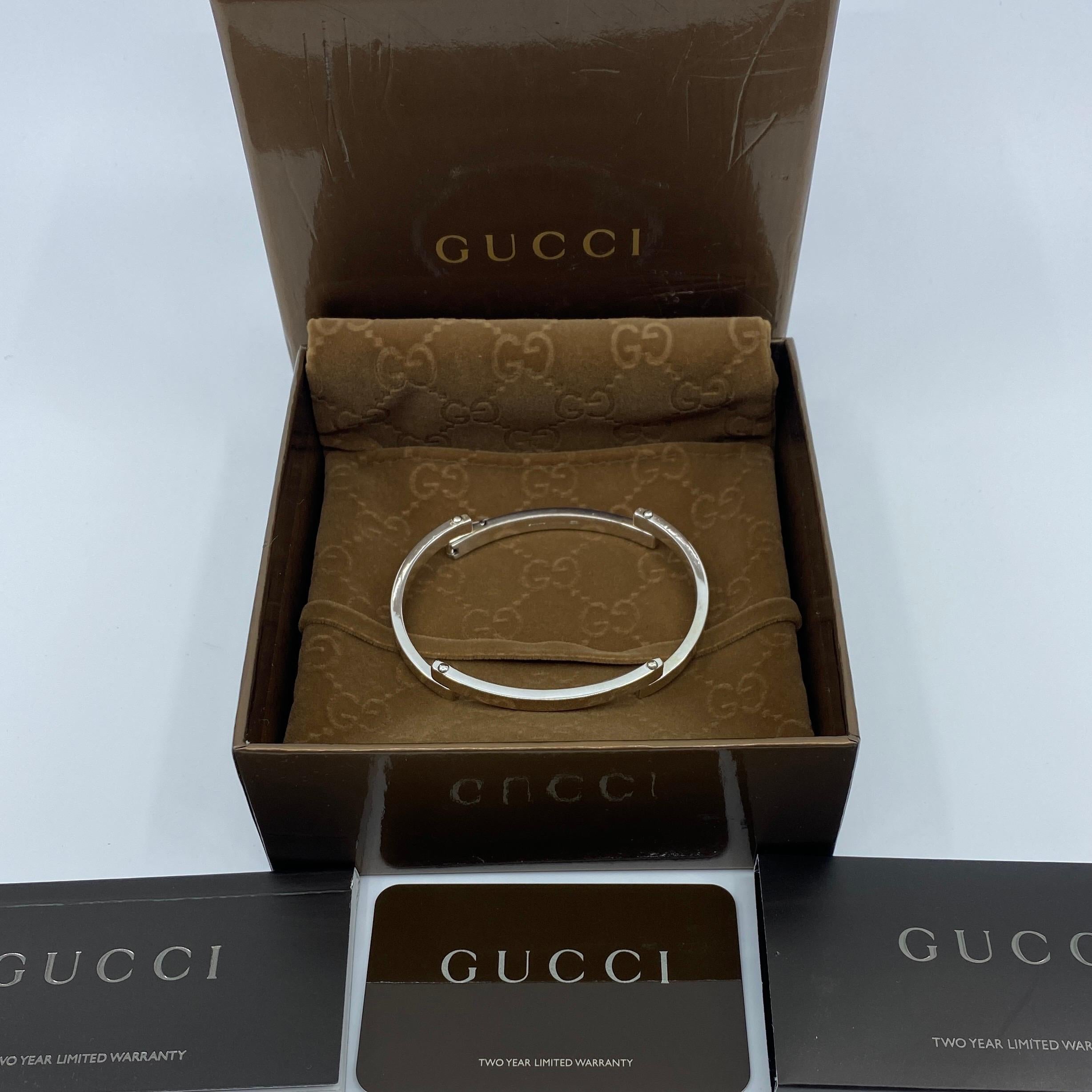 Rare Vintage Gucci Sterling Silver Bracelet Bangle with Box and Papers 2