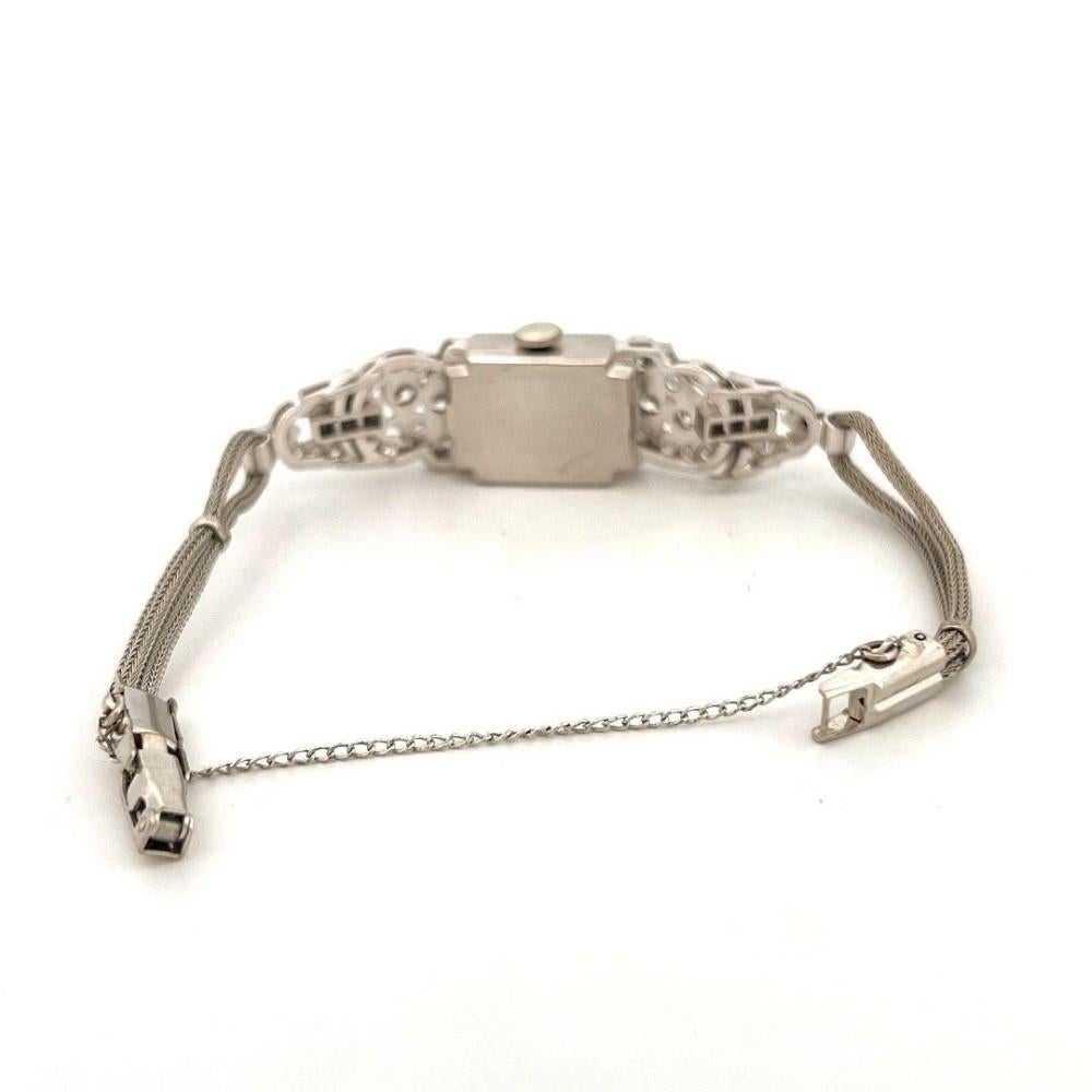 Baguette Cut Rare Vintage Hamilton Ladies 2.50CTW Platinum Mechanical Diamond Watch For Sale