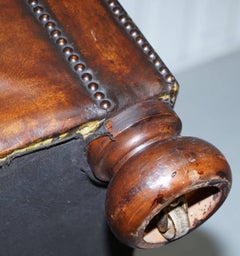 Rare Vintage Hand Dyed Whiskey Heritage Brown Leather Chesterfield Club Sofa