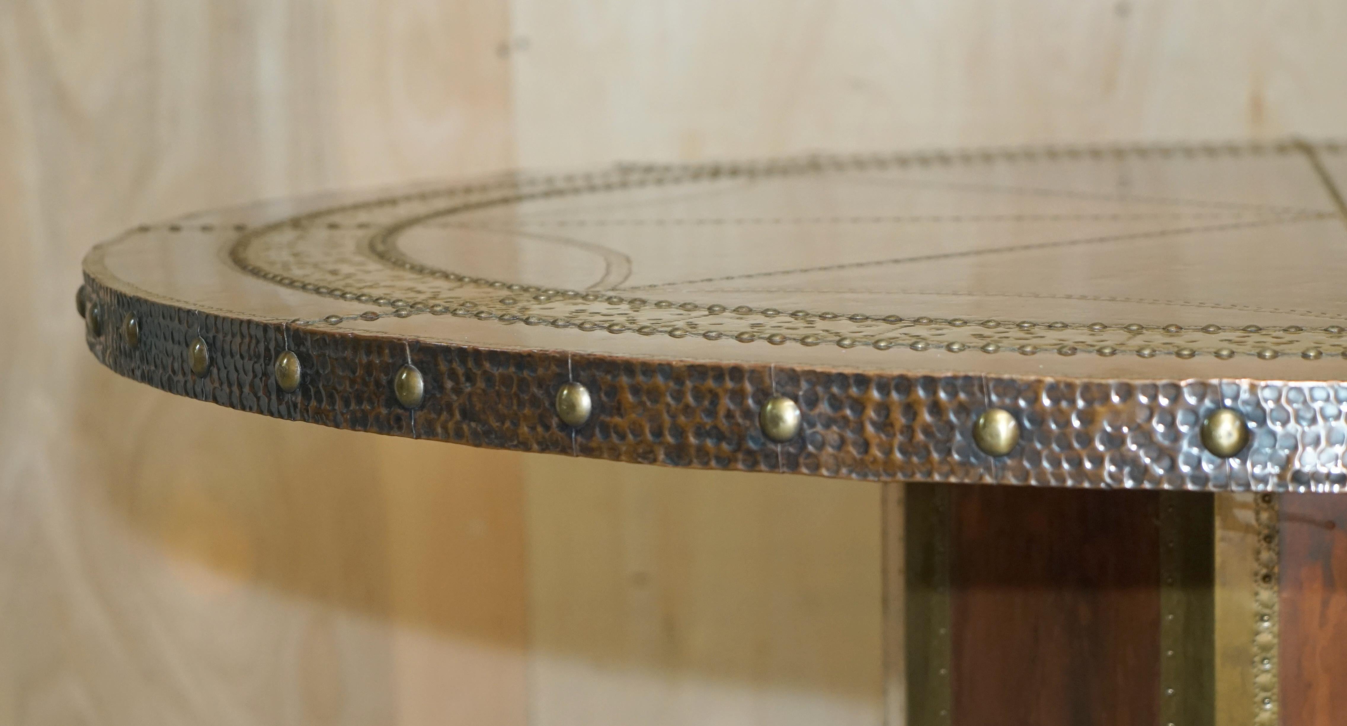Medieval RARE ViNTAGE HAND HAMMERED COPPER & BRASS ROUND MEDIEVAL LOOKING DINING TABLE