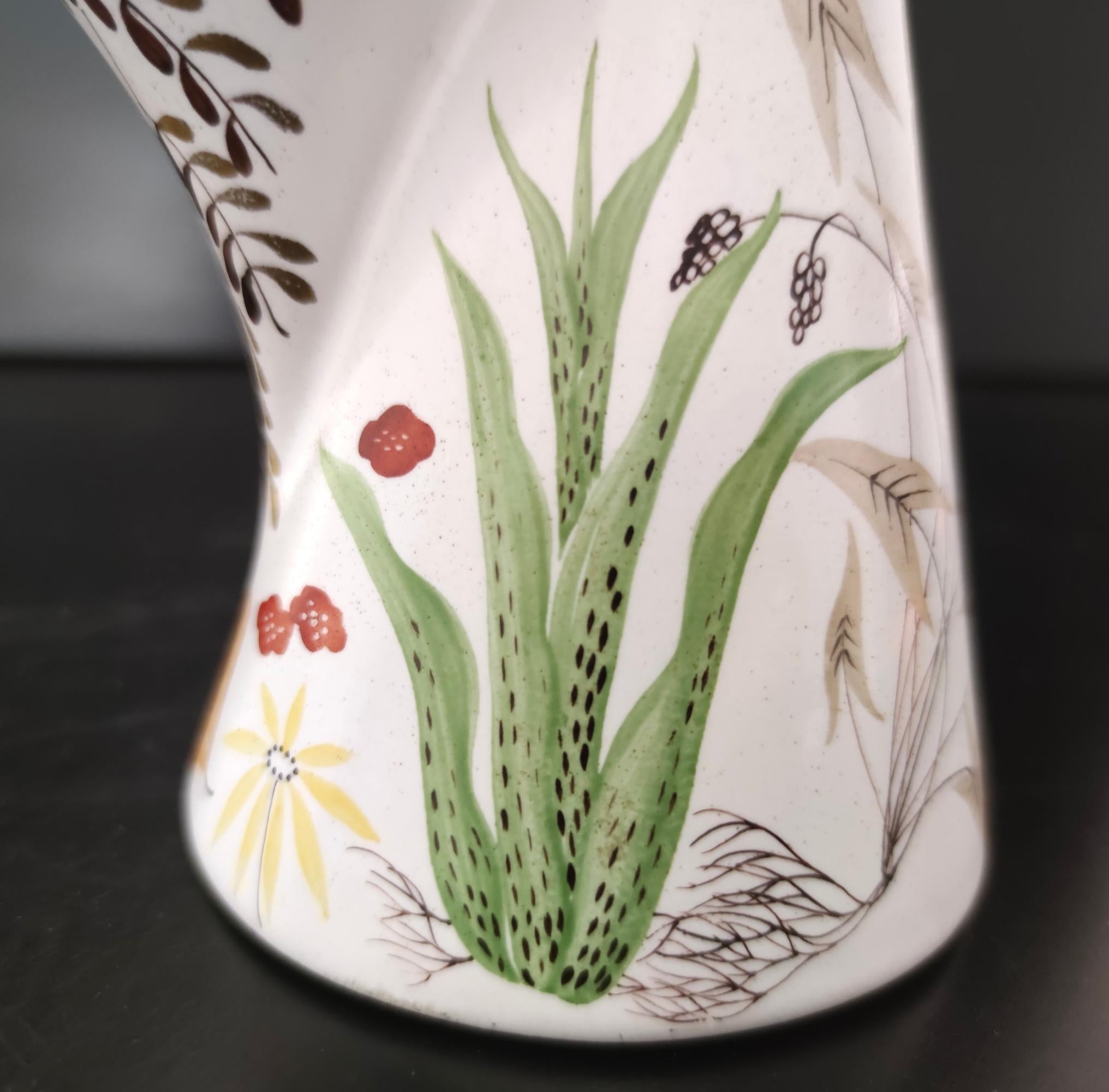 Rare Vintage Hand-painted Ceramic Vase by Antonia Campi for Lavenia, Italy For Sale 4