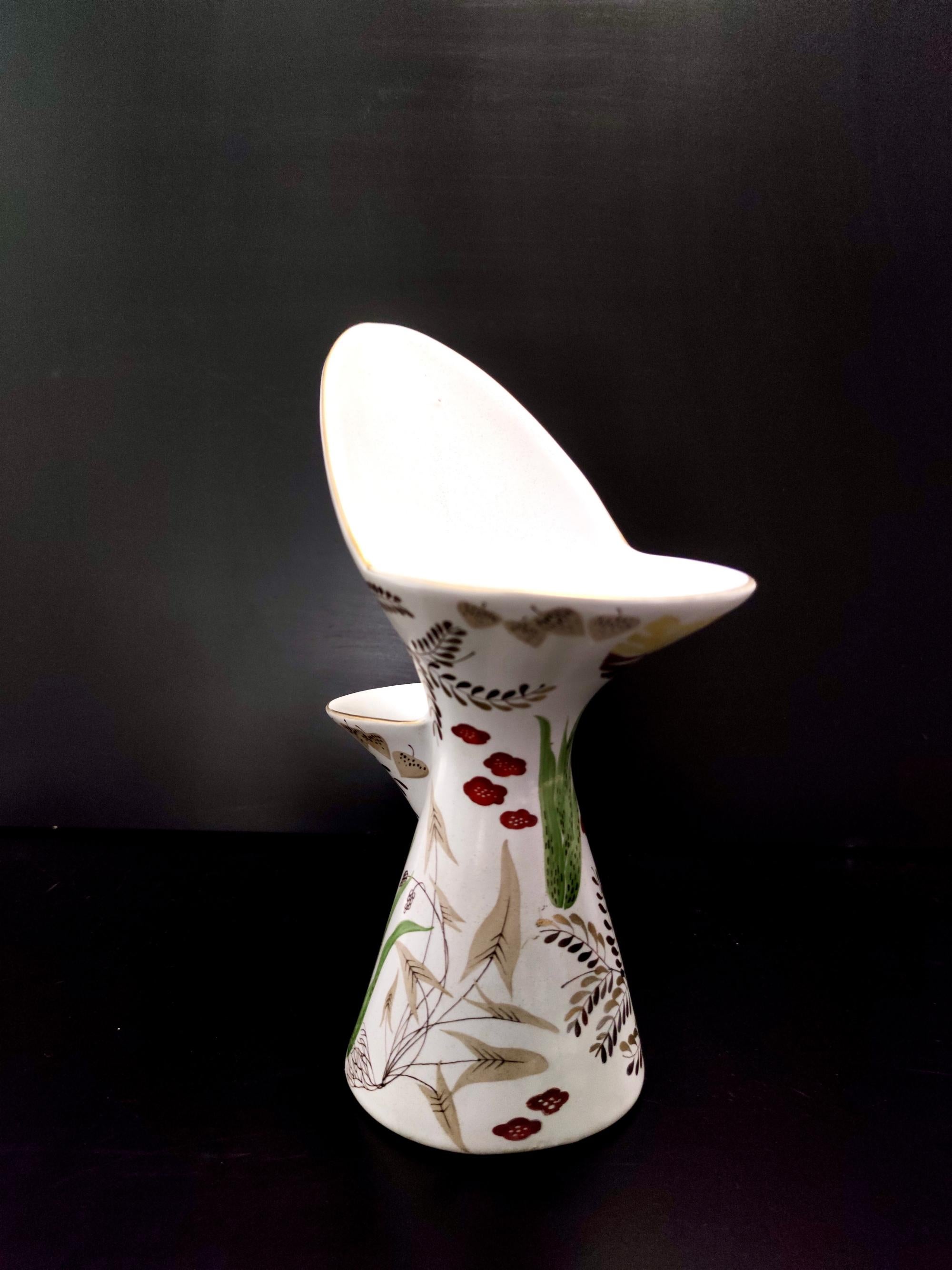 Italian Rare Hand-painted Ceramic Vase by Antonia Campi for Lavenia, Italy For Sale