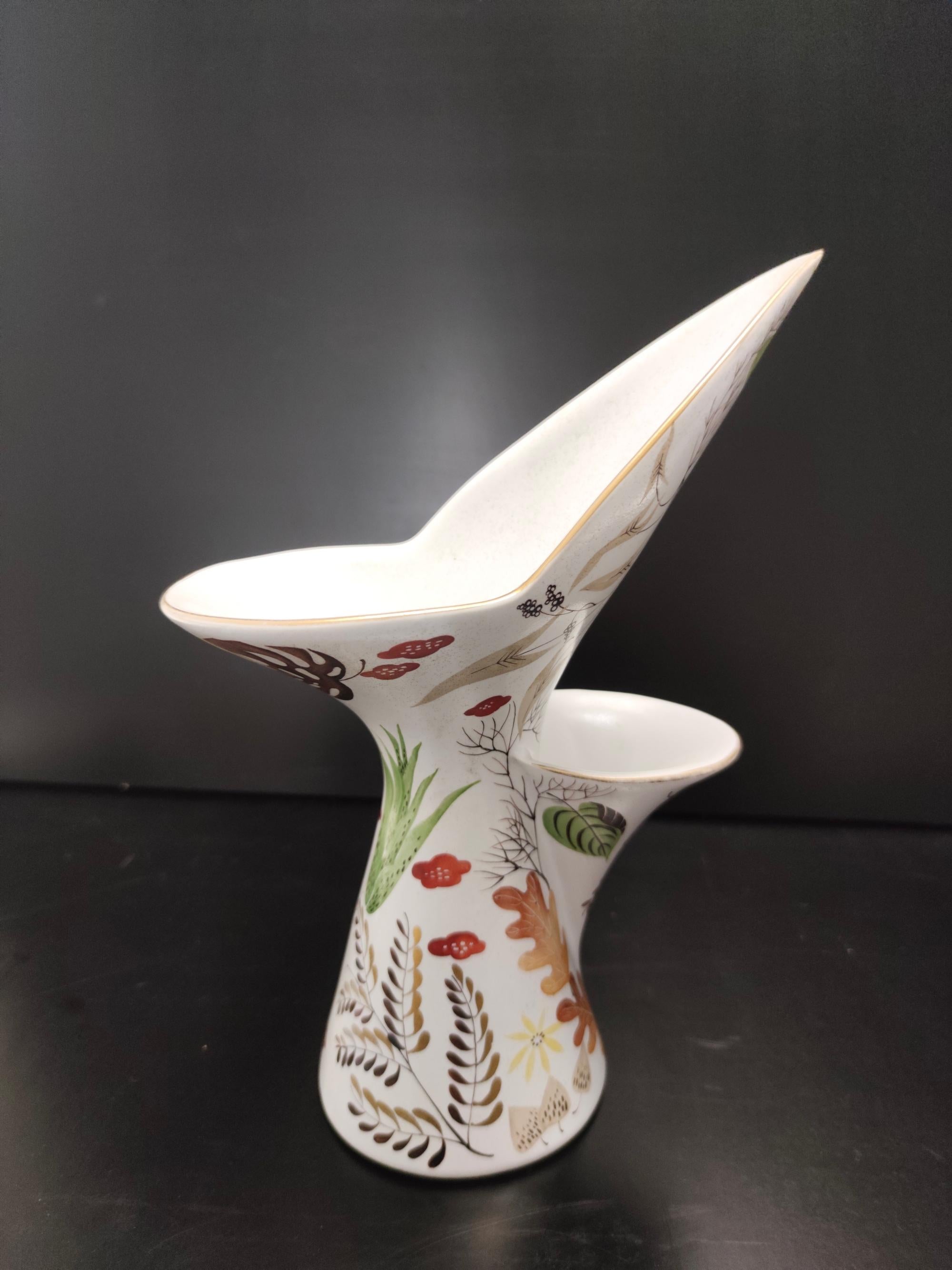 Glazed Rare Vintage Hand-painted Ceramic Vase by Antonia Campi for Lavenia, Italy For Sale