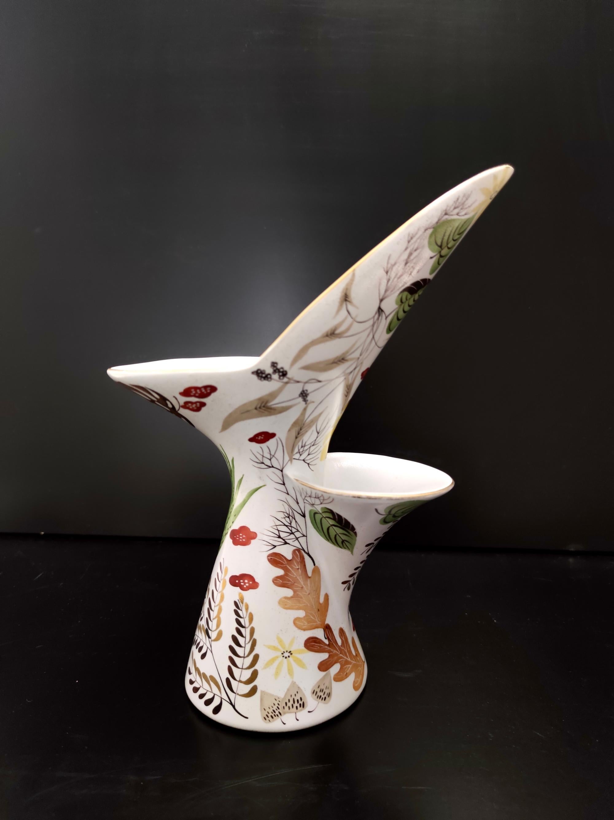 Rare Vintage Hand-painted Ceramic Vase by Antonia Campi for Lavenia, Italy In Excellent Condition For Sale In Bresso, Lombardy