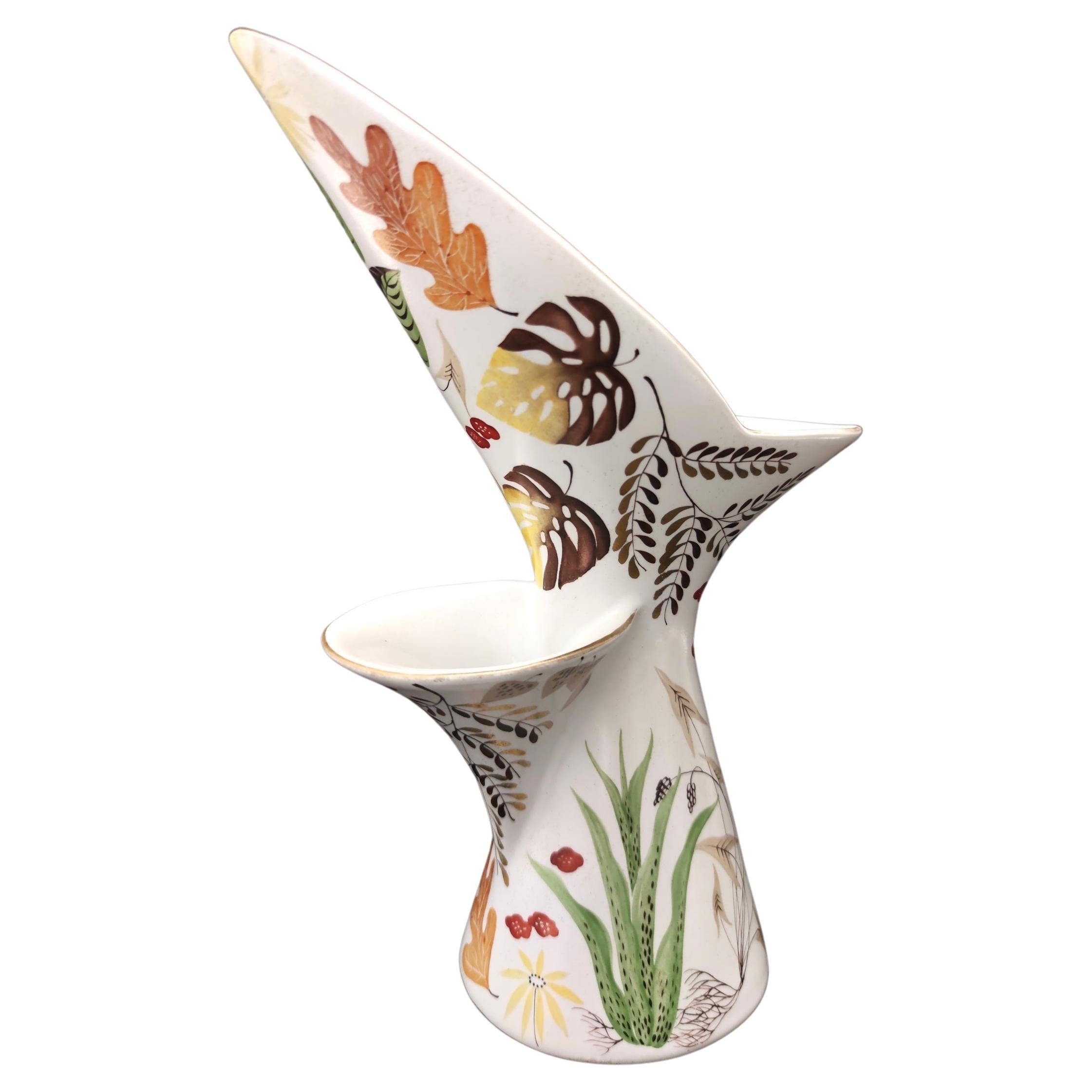 Rare Hand-painted Ceramic Vase by Antonia Campi for Lavenia, Italy