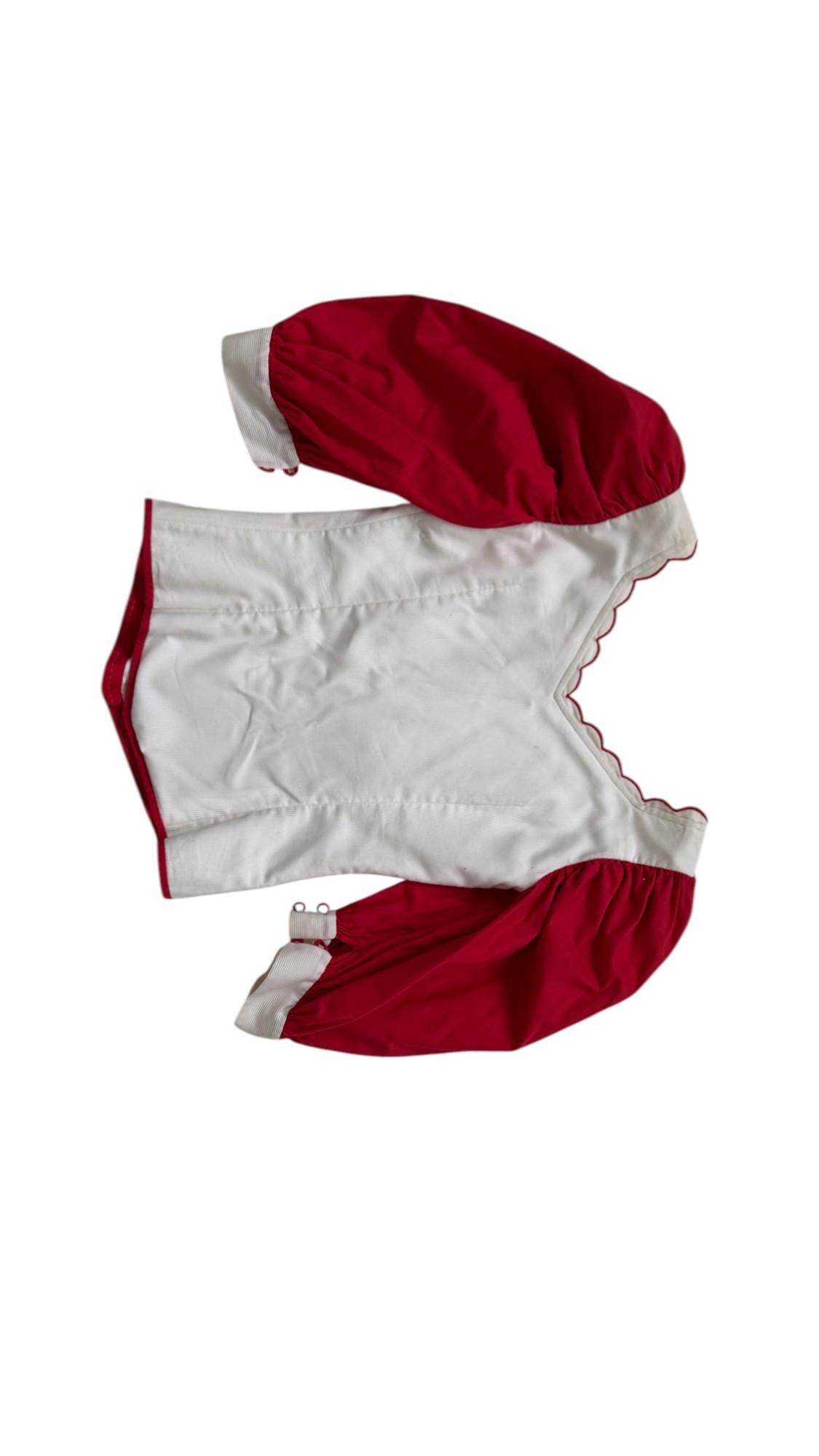 Seltene handgefertigte Bauernkorsettbluse mit Puffärmeln und Wellenbesatz im Angebot 4