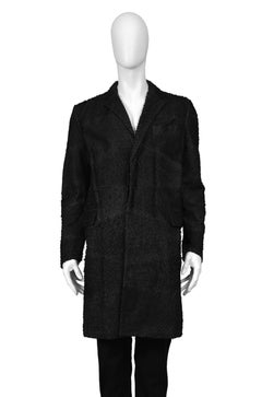 Rare Vintage Helmut Lang Black Perch Leather Classic Coat - Press Sample