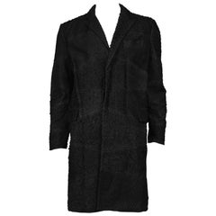 Seltener Vintage Helmut Lang Black Perch Leather Classic Coat - Press Sample