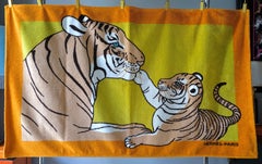 Rare Vintage HERMÈS Cotton Beach Towel by Robert Dallet, 150x90 cm