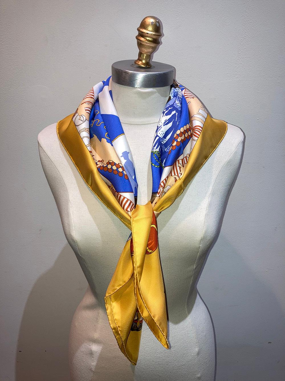 RARE Vintage Hermes Feria de Sevilla Silk Scarf in Yellow c1990s 3