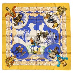 RARE Vintage Hermes Feria de Sevilla Silk Scarf in Yellow c1990s