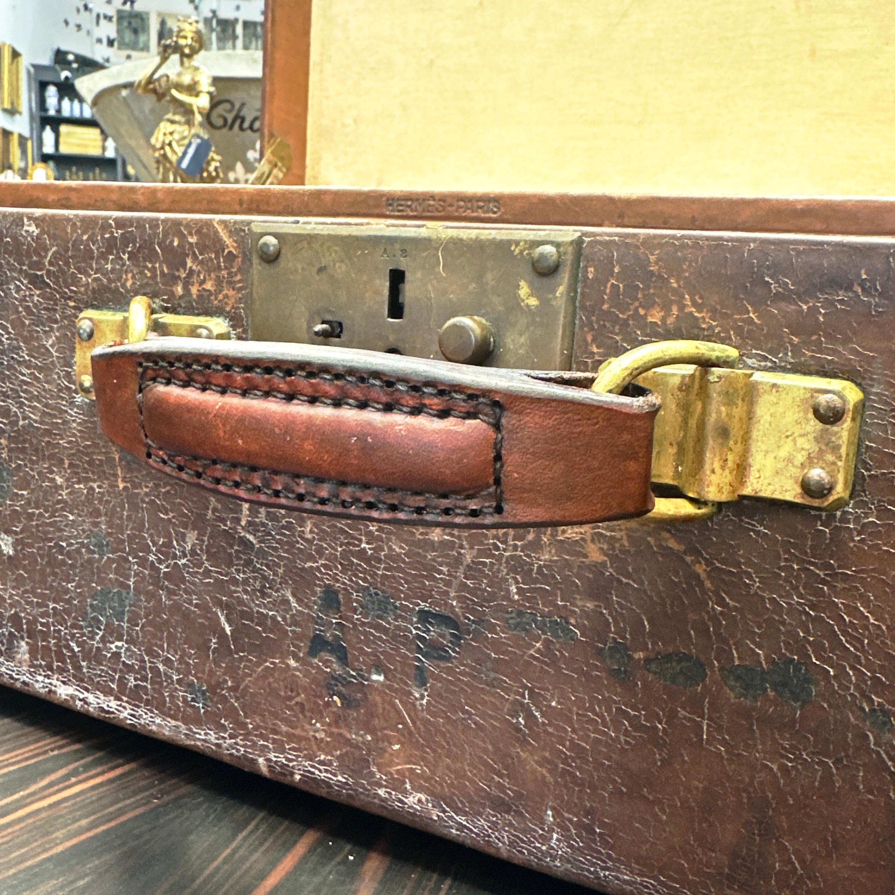 Rare Vintage HERMES Leather Suitcase For Sale 2