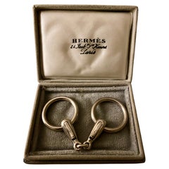 Porte-clés vintage rare Hermès « Mors » en argent