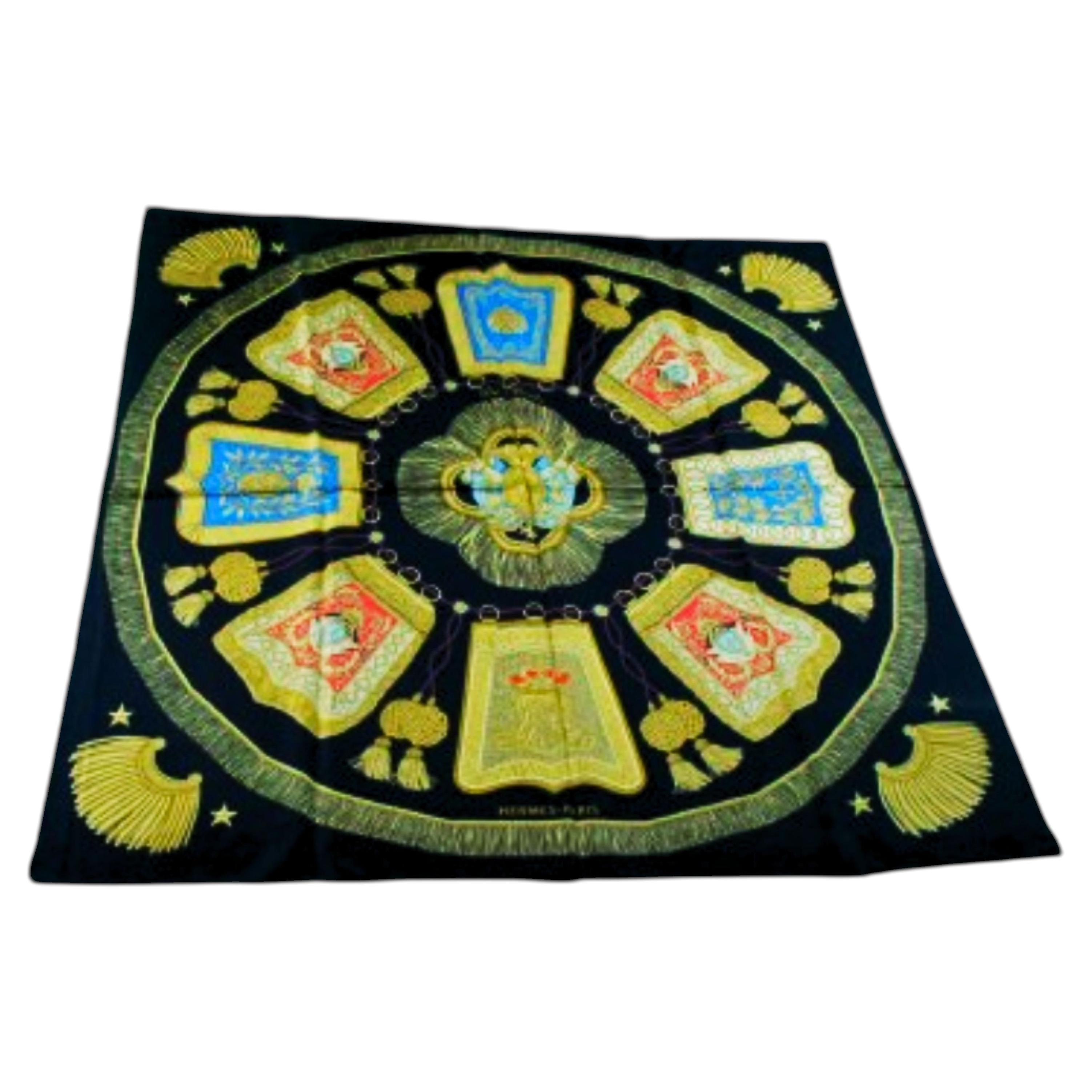 Raro foulard di seta Hermès "Poste et Cavalerie" d'epoca, 90 cm Carré By J.Metz 1987 in vendita