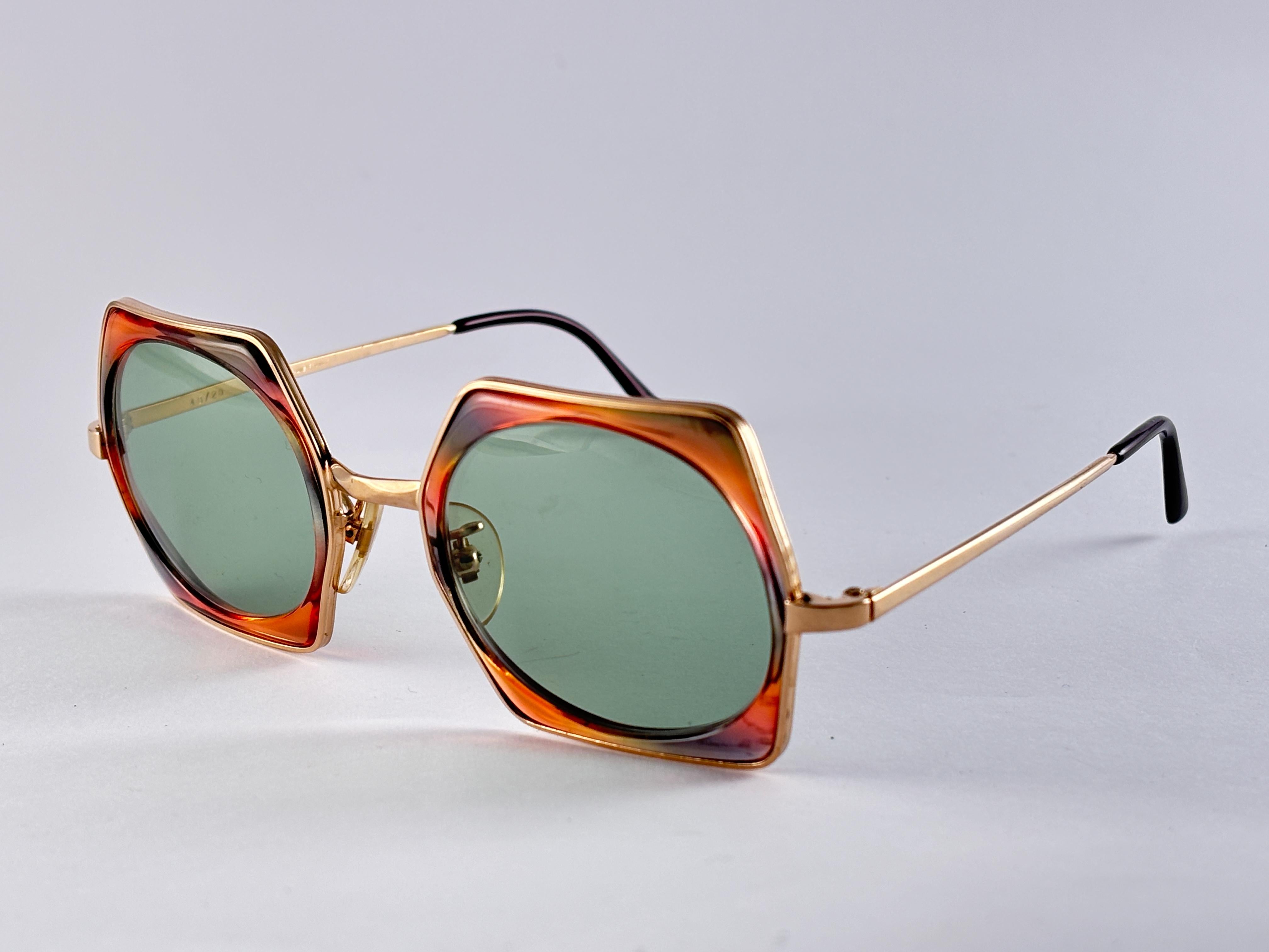 Rare Vintage Hexagonal Double Frame 1970'S Sunglasses Made In France For Sale 7
