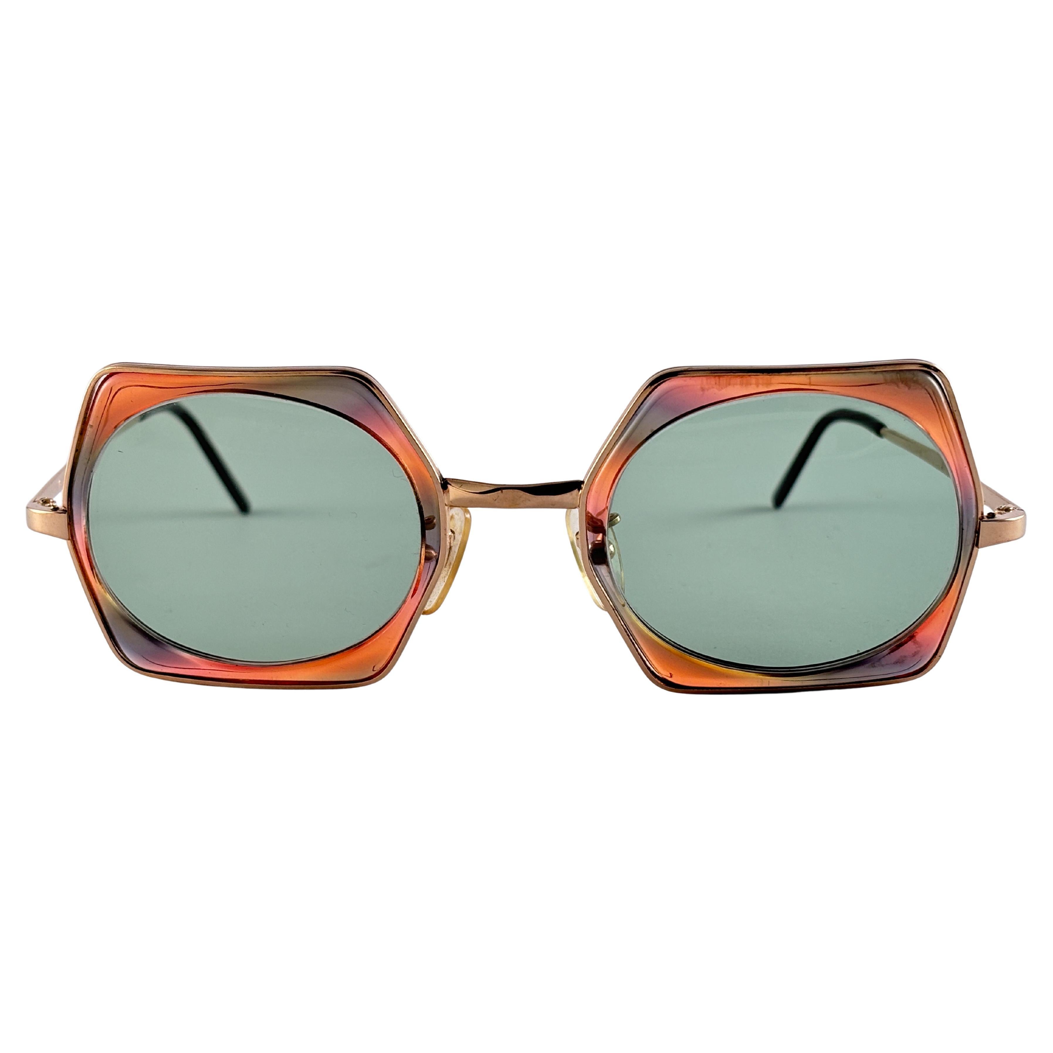 Rare Vintage Hexagonal Double Frame 1970'S Sunglasses Made In France For Sale