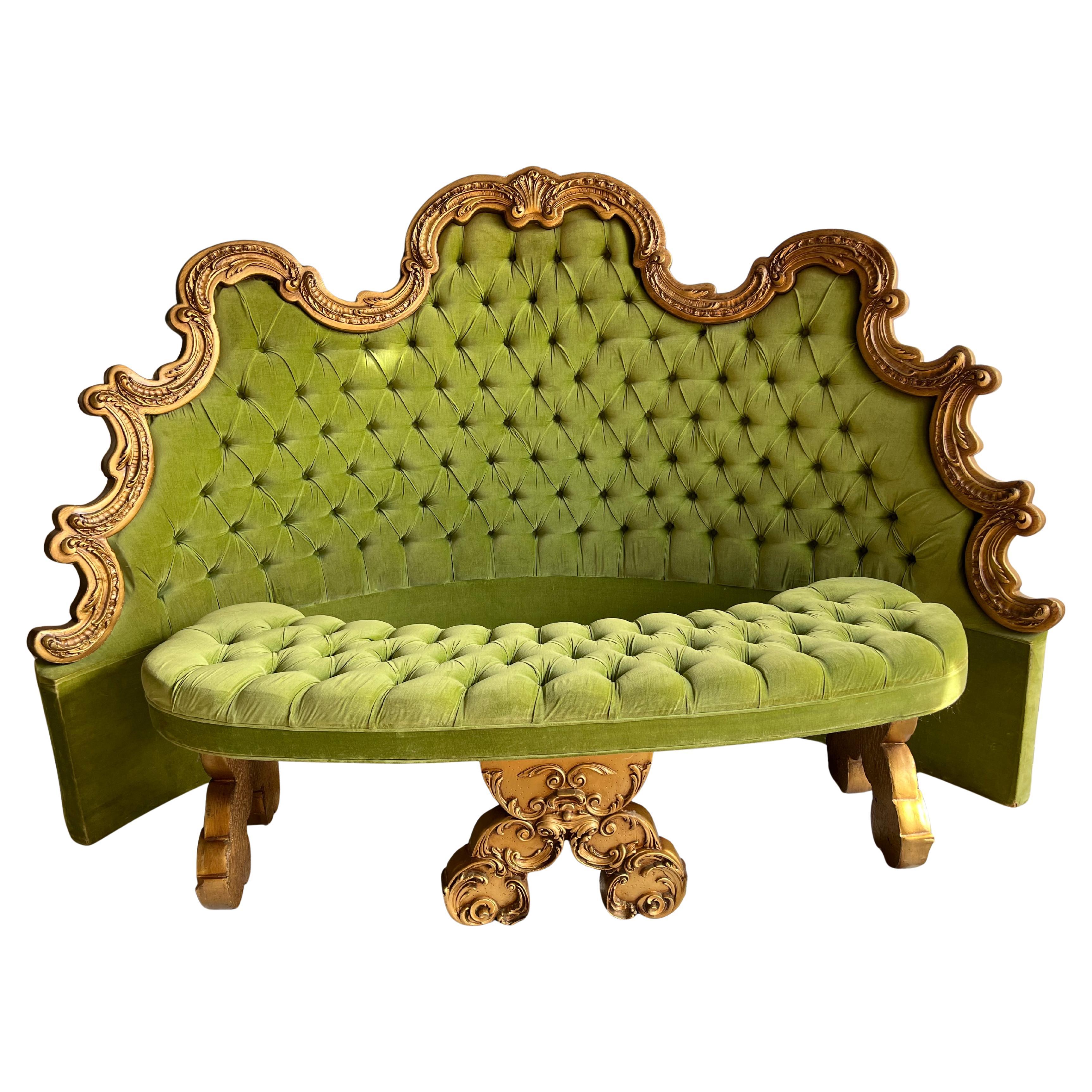 Rara testiera e pediera di un letto a cerchio ornato d'epoca Hollywood Regency in vendita