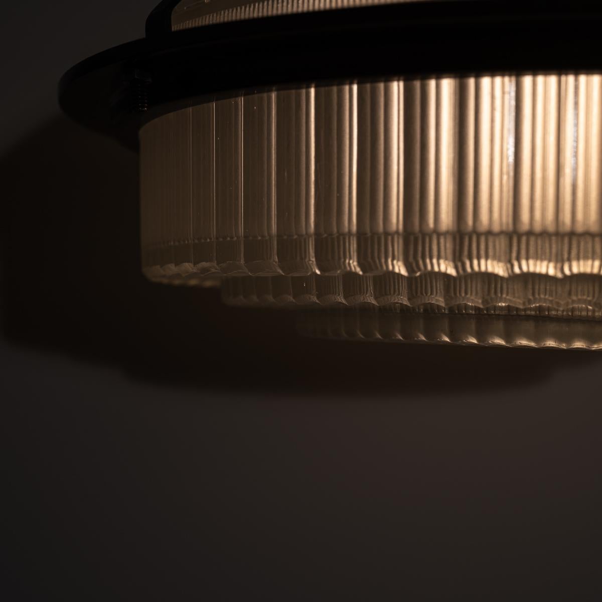 Rare Vintage Holophane Art Deco Inspired Step Lite Prismatic Glass Pendant Light For Sale 6