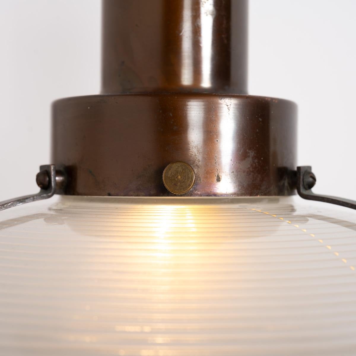 Rare Vintage Holophane Art Deco Inspired Step Lite Prismatic Glass Pendant Light For Sale 11