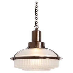 Rare Antique Holophane Art Deco Inspired Step Lite Prismatic Glass Pendant Light
