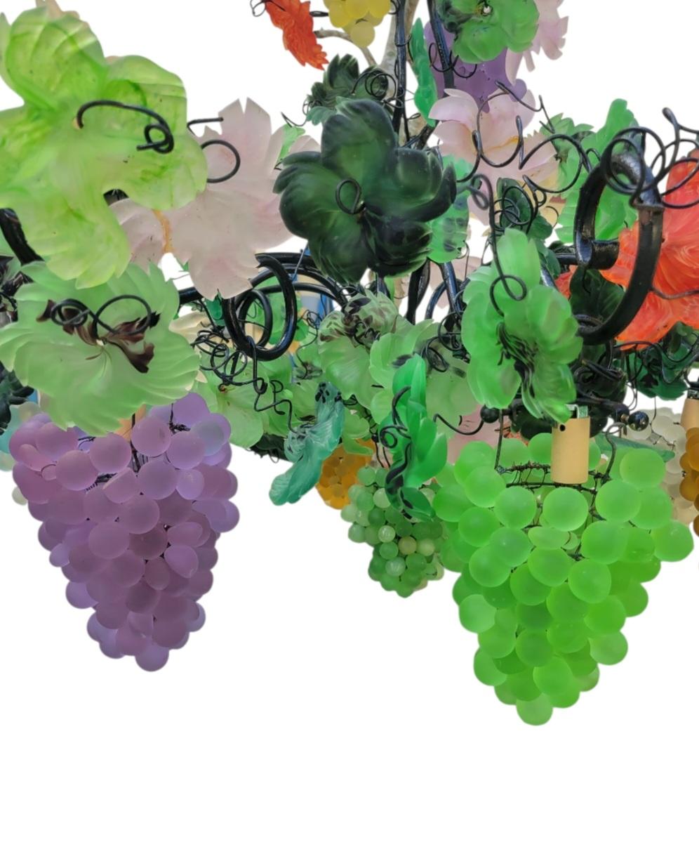 Other Rare Vintage huge 9 Light Murano Glass Cesare Toso Grape Cluster chandelier For Sale