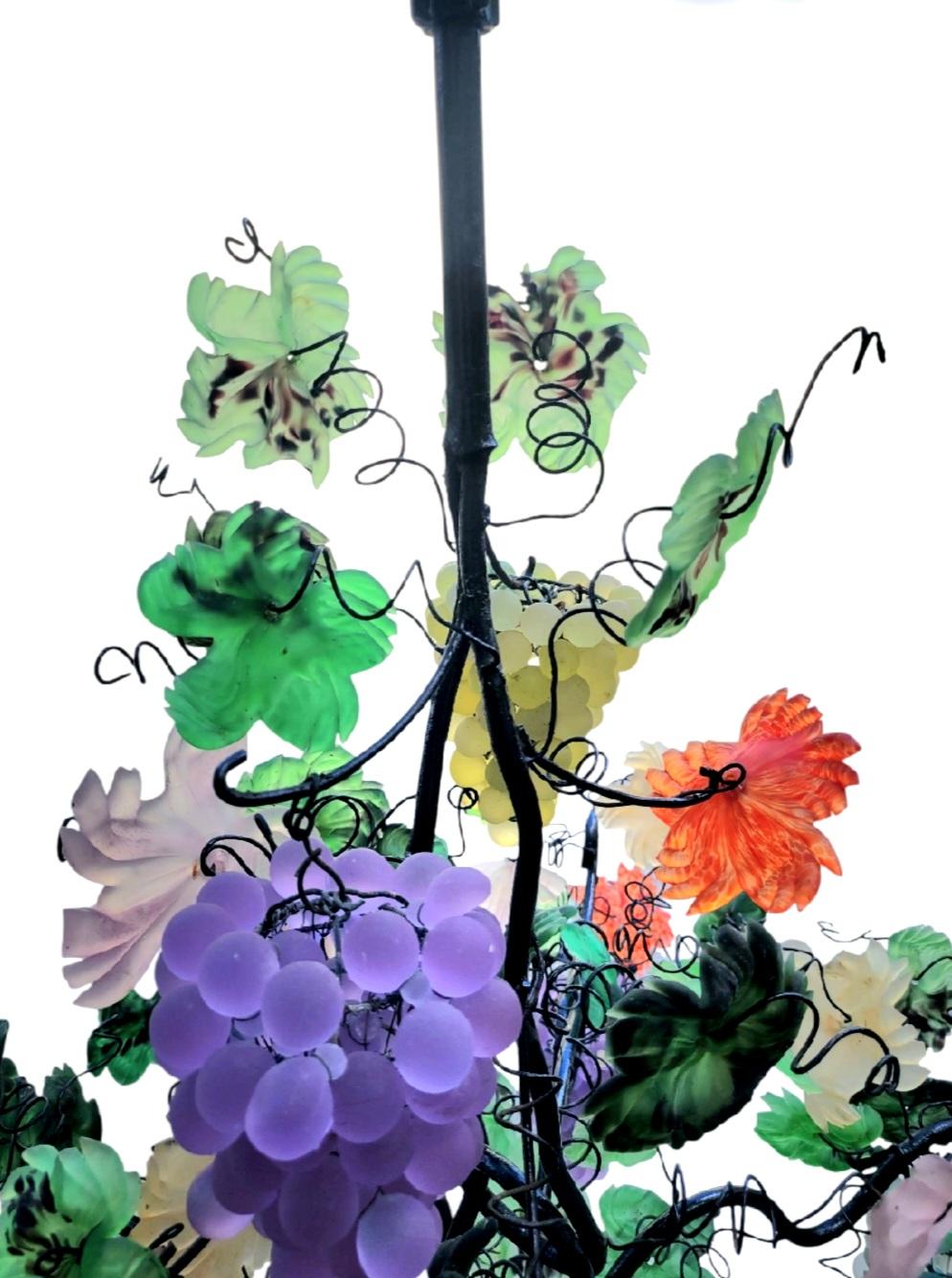 Rare Vintage huge 9 Light Murano Glass Cesare Toso Grape Cluster chandelier In Good Condition For Sale In Jensen Beach, FL