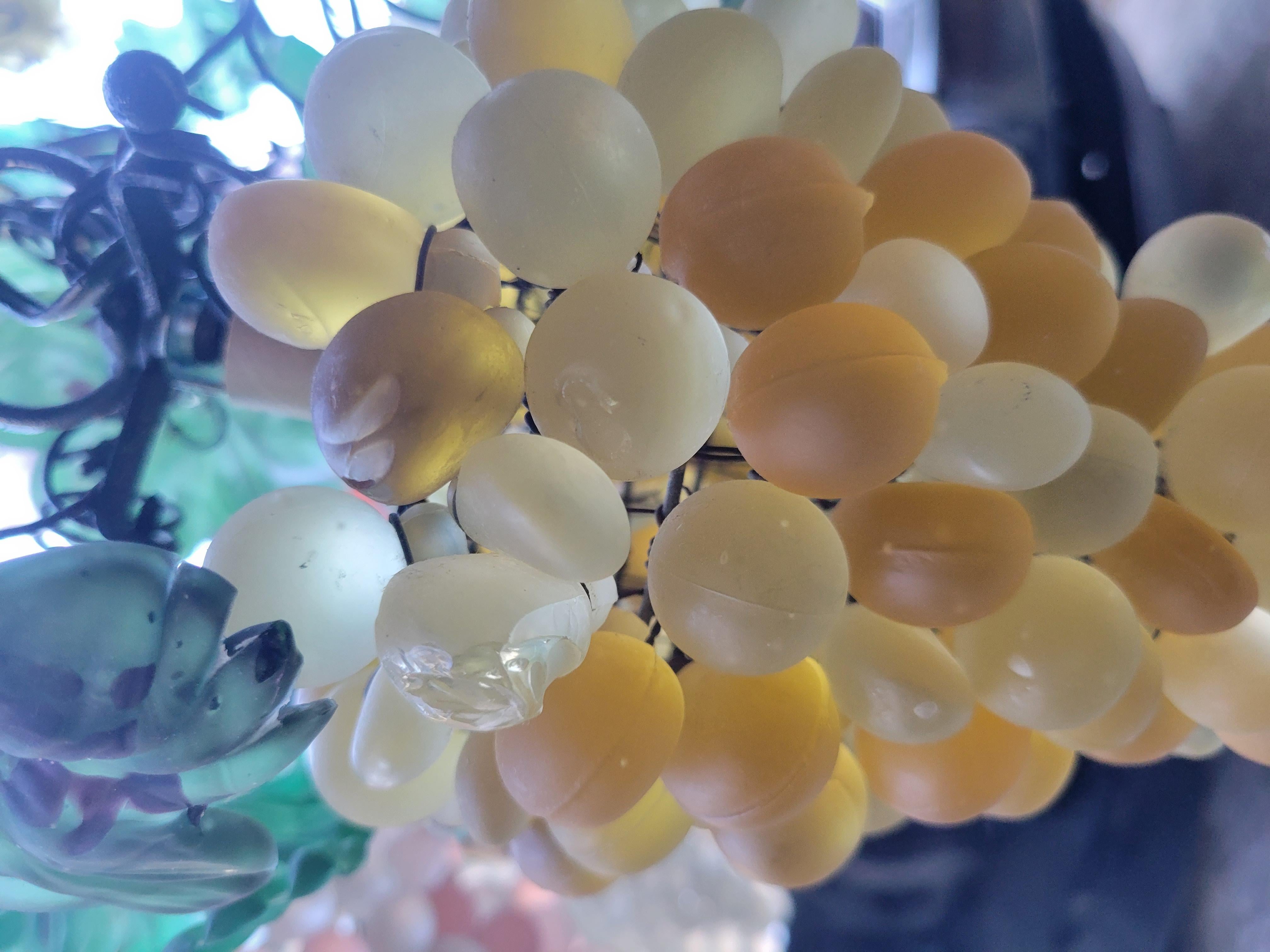 Art Glass Rare Vintage huge 9 Light Murano Glass Cesare Toso Grape Cluster chandelier For Sale