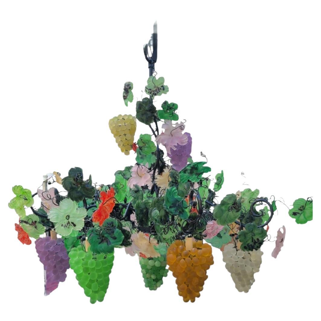 Rare Vintage huge 9 Light Murano Glass Cesare Toso Grape Cluster chandelier For Sale
