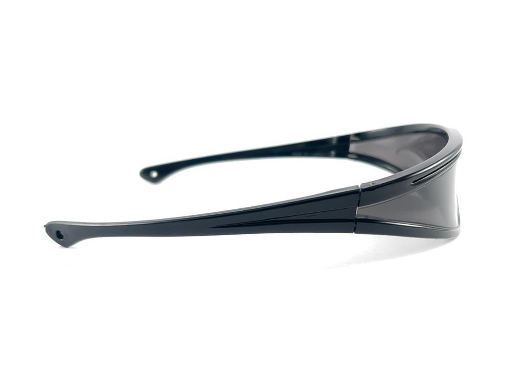 Rare Vintage Idc Black Mask Medium Grey Mono Lens Sunglasses 80'S Made In France 1