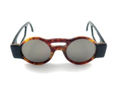Raras gafas de sol redondas Vintage Idc Small Black & Tortoise de los años 90 Made In France
