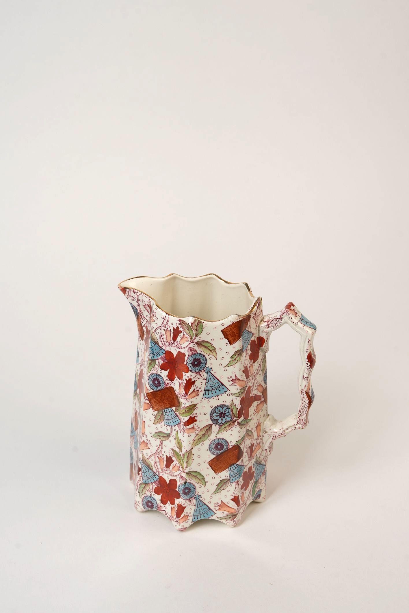 British Rare Vintage Imari Porcelain Pitcher For Sale