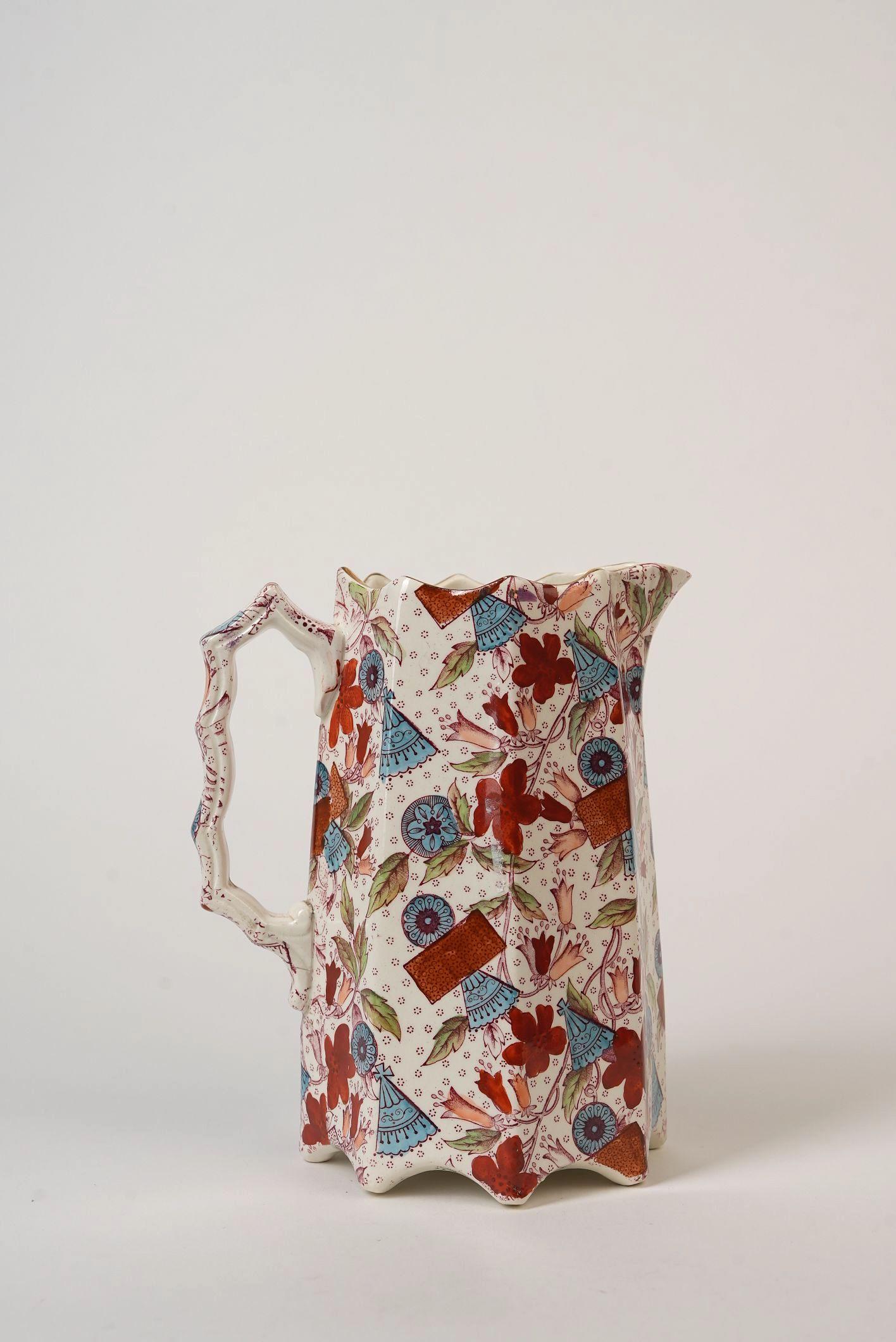Rare Vintage Imari Porcelain Pitcher In Good Condition For Sale In Worcester Park, GB