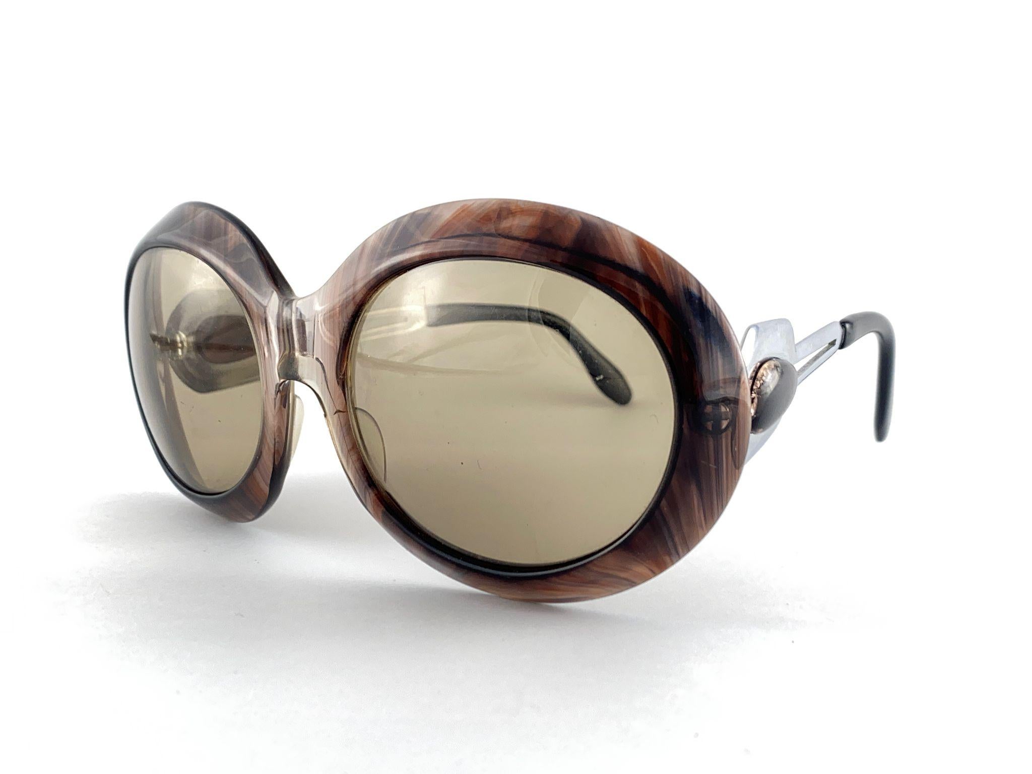 Raras gafas de sol Vintage Indo Ibiza Oversized 1970'S París Marrón en venta