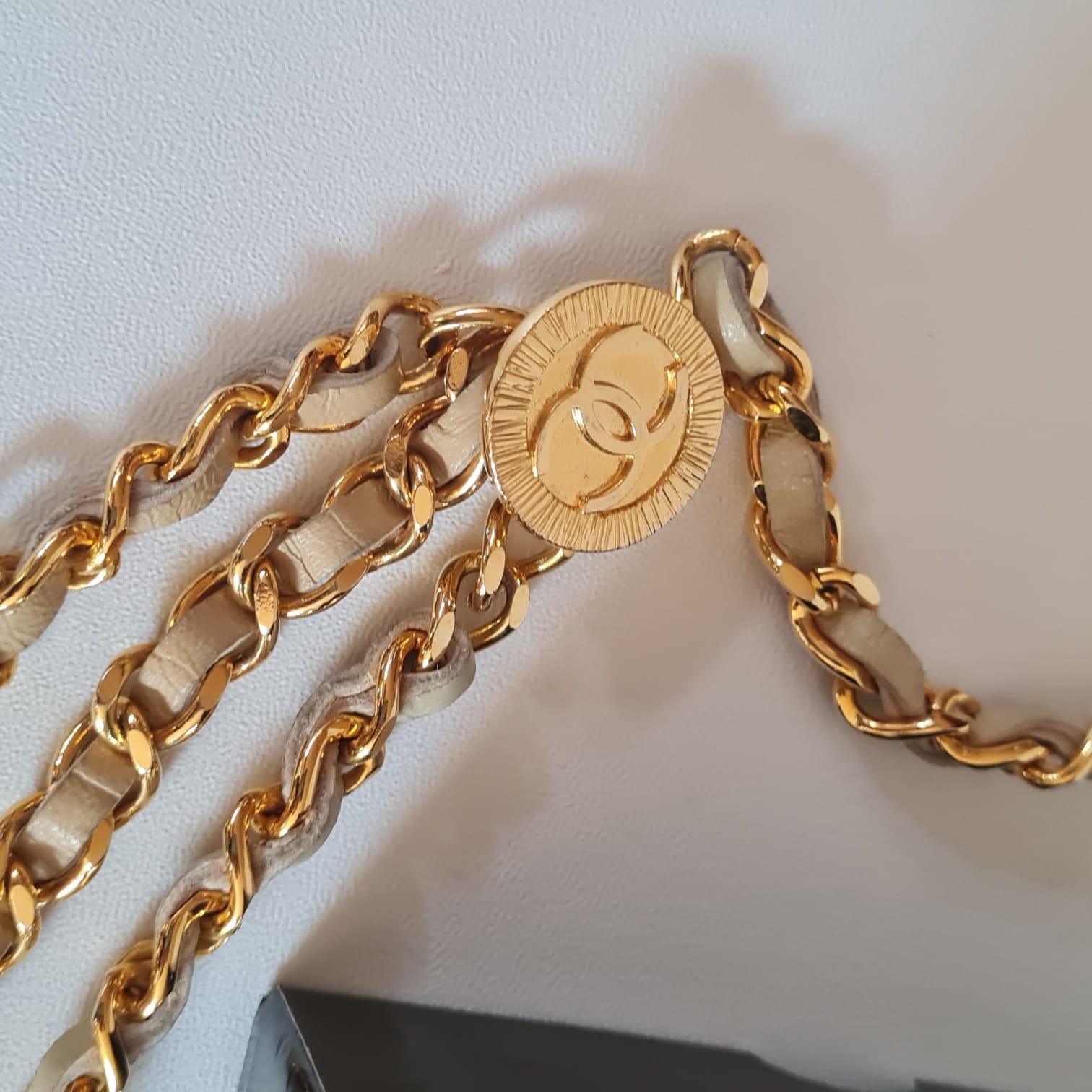 Rare Vintage Interwoven Leather Chain Layered Waist Belt 1