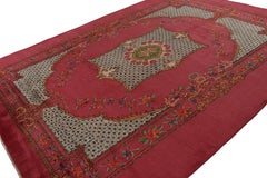 Rare Vintage Isparta rug in Pink with Floral Patterns