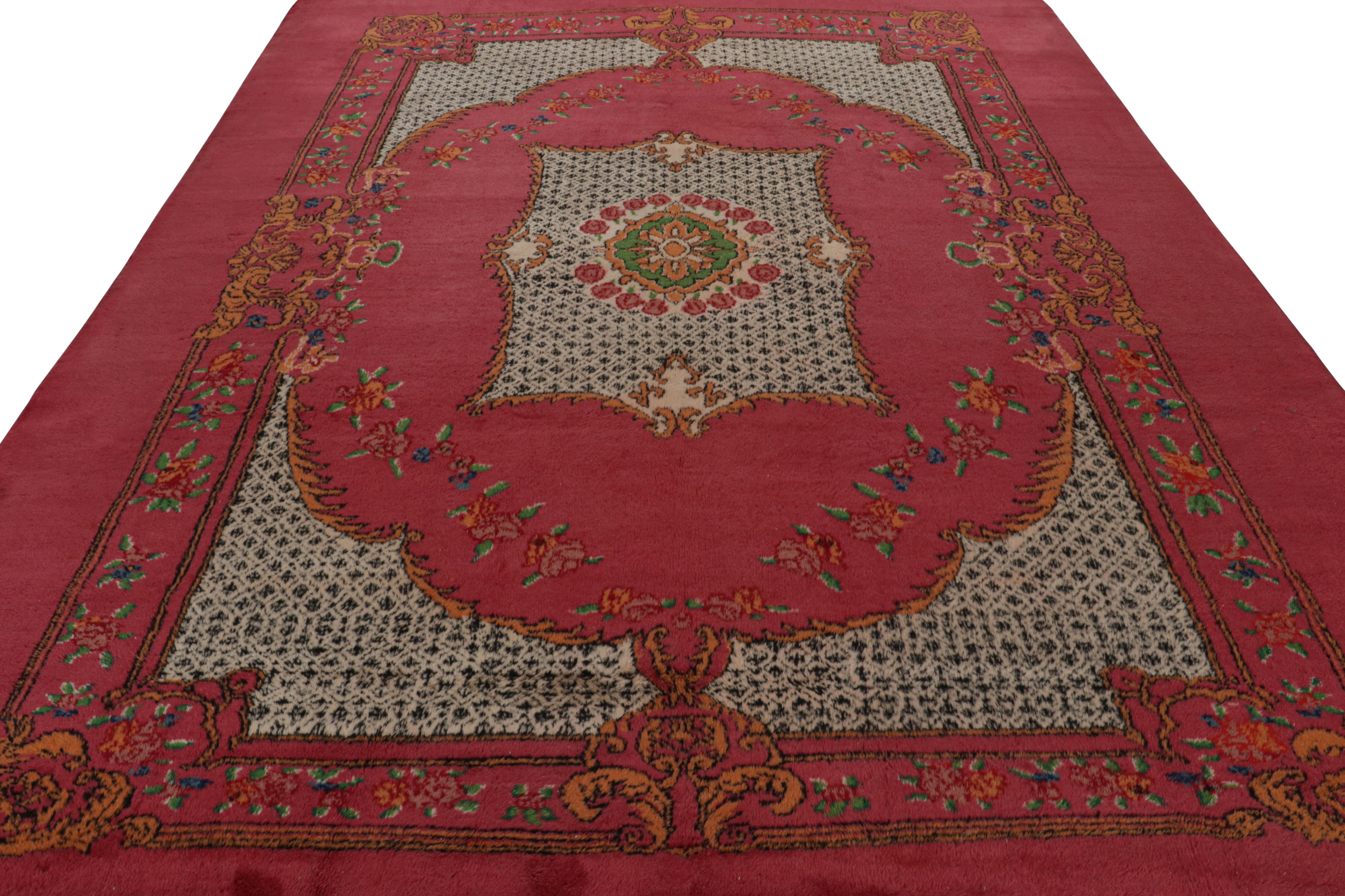 Turkish Rare Vintage Isparta rug in Pink with Floral Patterns For Sale
