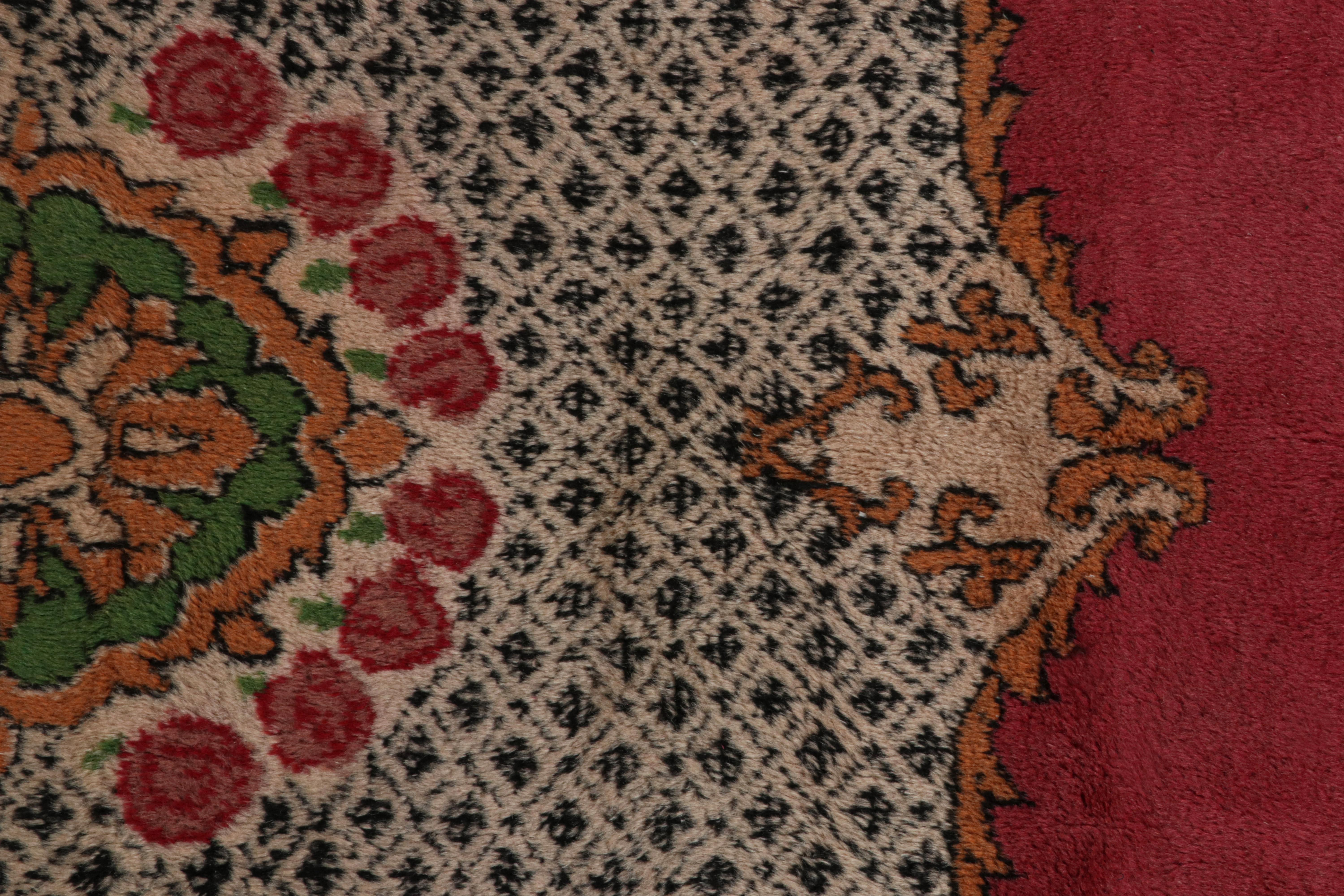 Mid-20th Century Rare Vintage Isparta rug in Pink with Floral Patterns For Sale