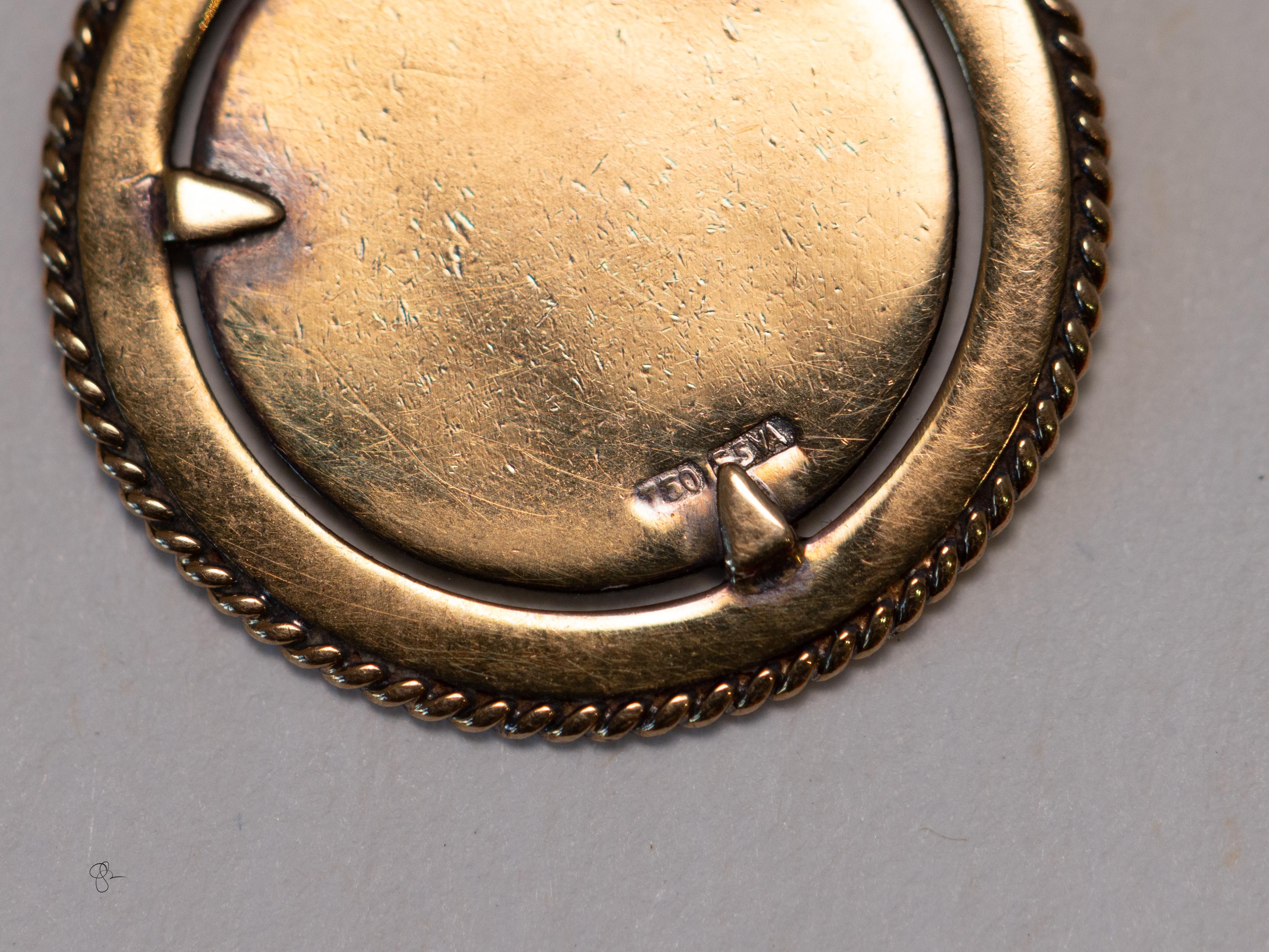 da uomo o donna Raro charm italiano d'epoca in oro 18 carati Zodiac Gemini con smalto fine, timbrato 750 in vendita