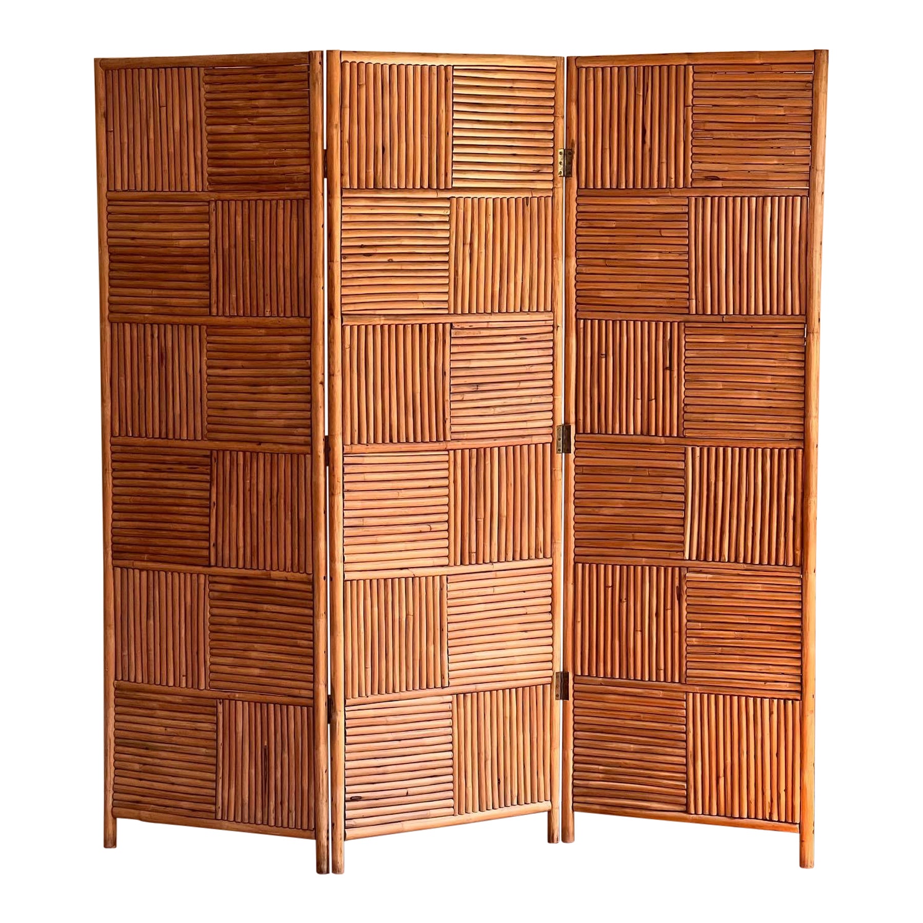 Rare Vintage Italian Bamboo Cane Screen  1970s Mid-Century Room Divider